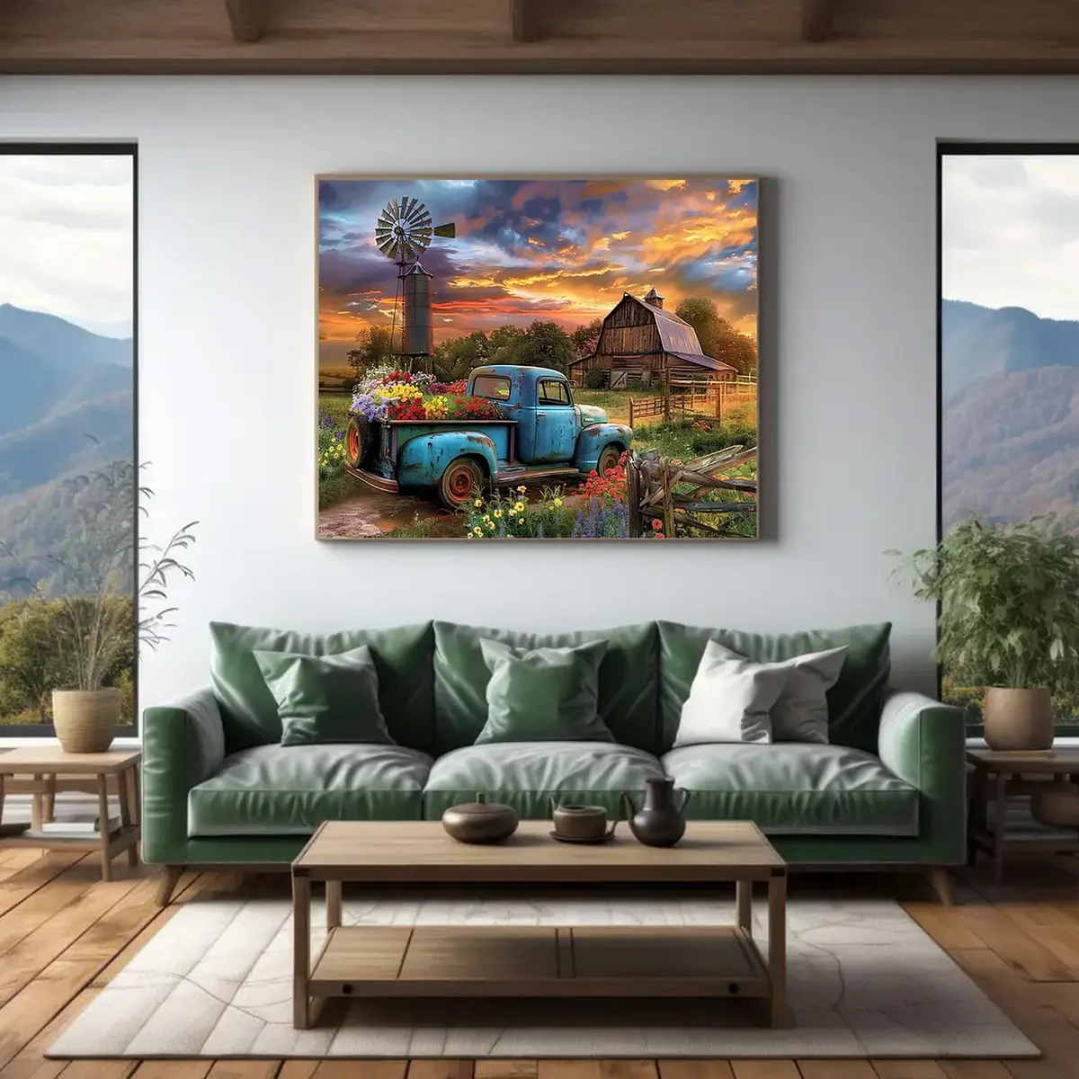 Fairyland JinWenn Rustic Farmhouse Barn Truck Flower Paint by Numbers Kit for Adults 40x50 cm | Relaxing DIY Wall Art - view 5