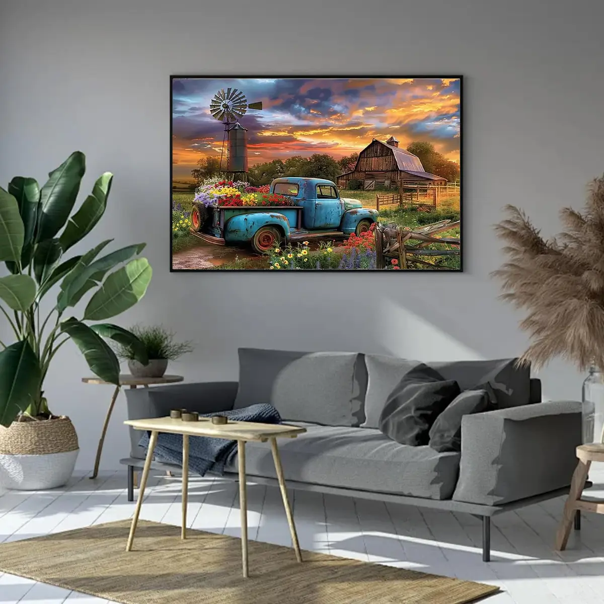 Fairyland JinWenn Rustic Farmhouse Barn Truck Flower Paint by Numbers Kit for Adults 40x50 cm | Relaxing DIY Wall Art - view 2