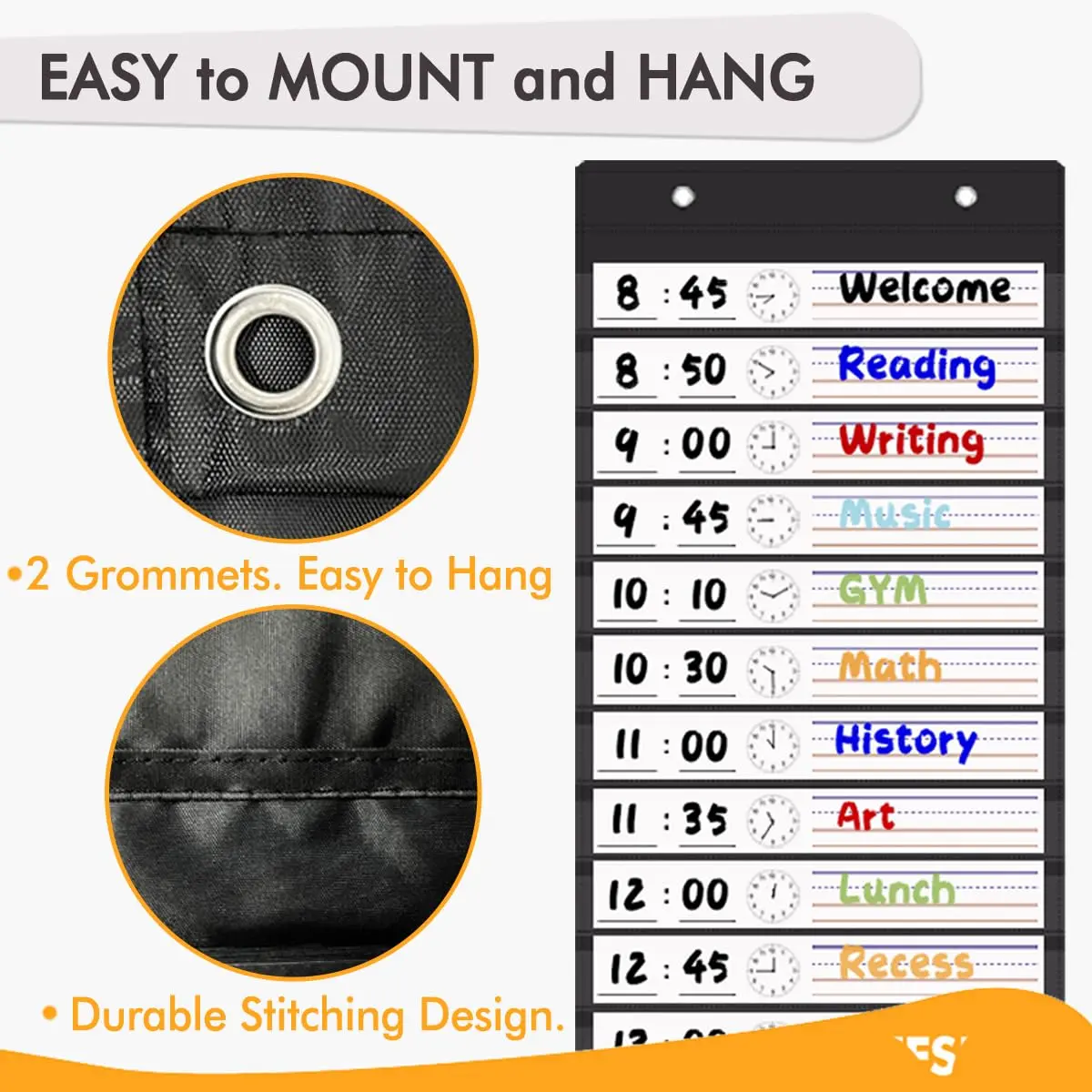OFFSLIN Daily Schedule Pocket Chart, 13+1 Pockets Classroom Pocket Chart for Office & School - view 7