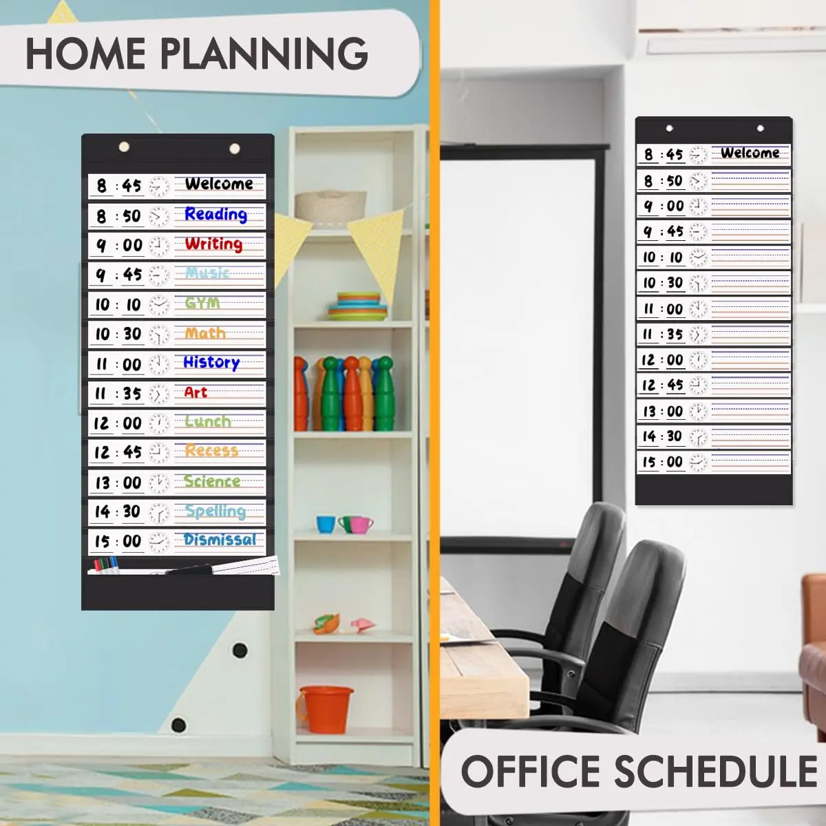 OFFSLIN Daily Schedule Pocket Chart, 13+1 Pockets Classroom Pocket Chart for Office & School - view 8