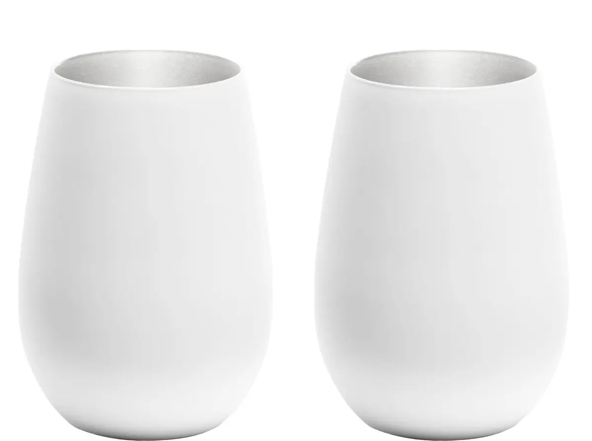 シュトルツル・ラウジッツ Stolzle Lausitz Double Color Pair Tumblers White Silver | Eco-Friendly Lead-Free Crystal - main product image