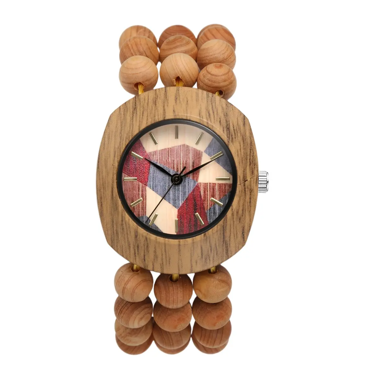 JewelryWe Bohemian Wooden Elastic Watch for Women | 3.7cm Tonneau Case, 1.7cm Band Width - main product image
