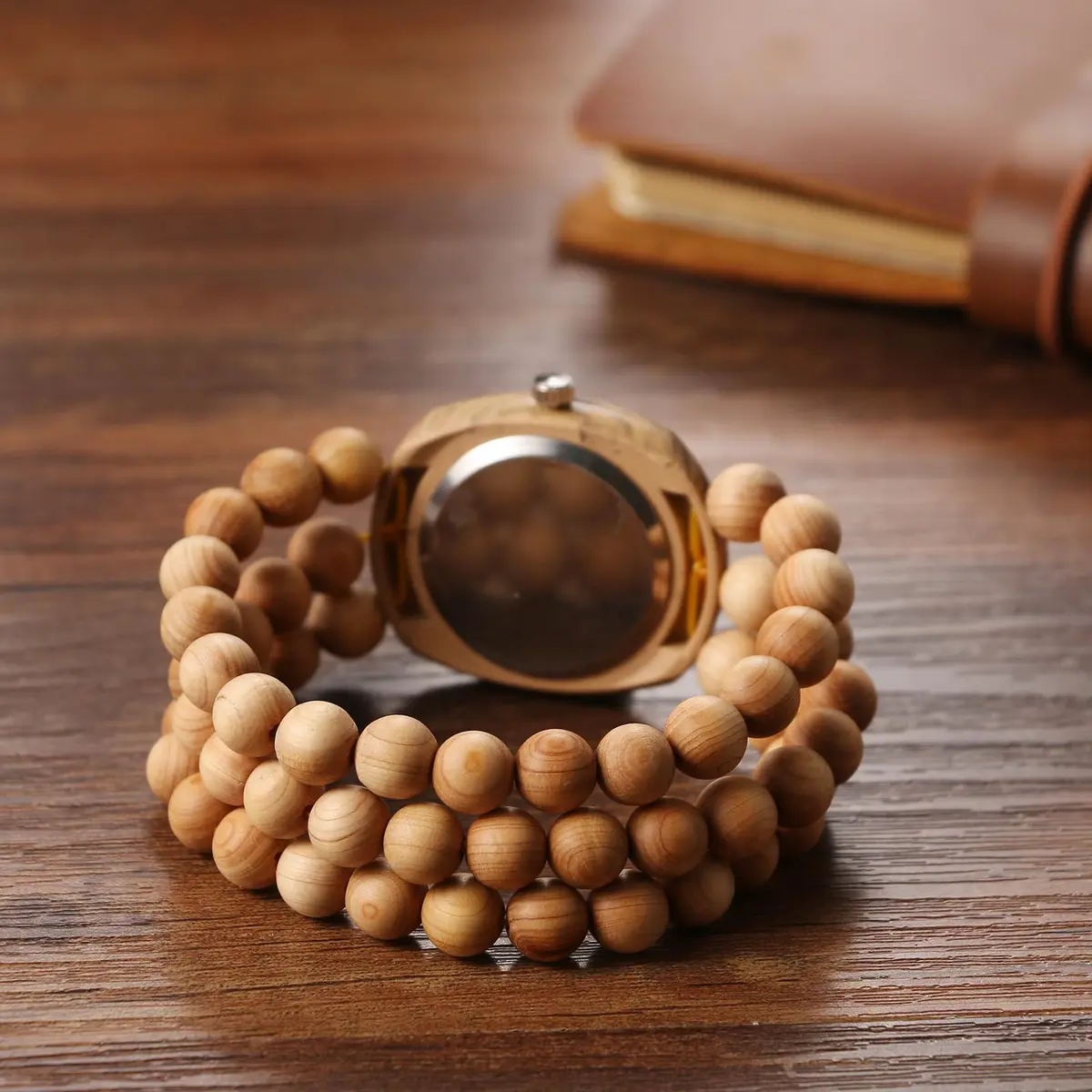 JewelryWe Bohemian Wooden Elastic Watch for Women | 3.7cm Tonneau Case, 1.7cm Band Width - view 7