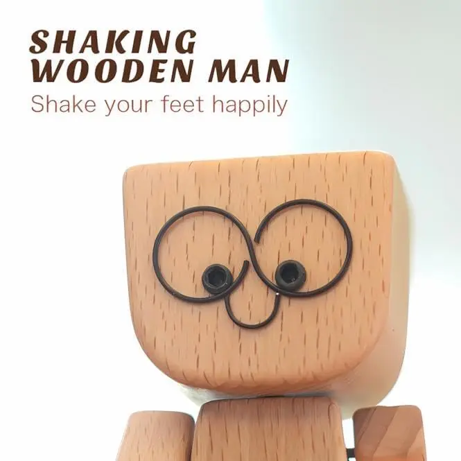 SnapMorph Shaking Wooden Man Figurine 1.5 inches x 1.5 inches x 3.1 inches | Handmade Car & Desk Decor with 12 Magnetic Faces - view 7