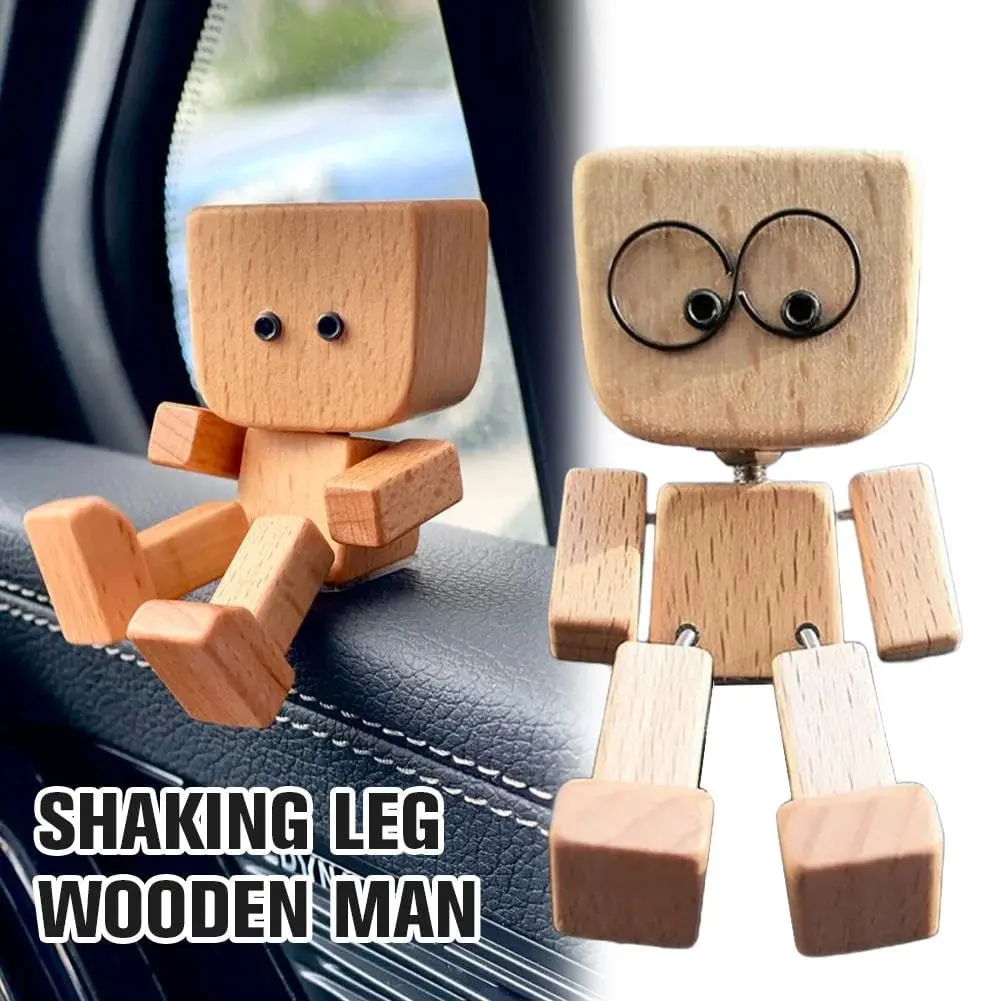 SnapMorph Shaking Wooden Man Figurine 1.5 inches x 1.5 inches x 3.1 inches | Handmade Car & Desk Decor with 12 Magnetic Faces - view 3
