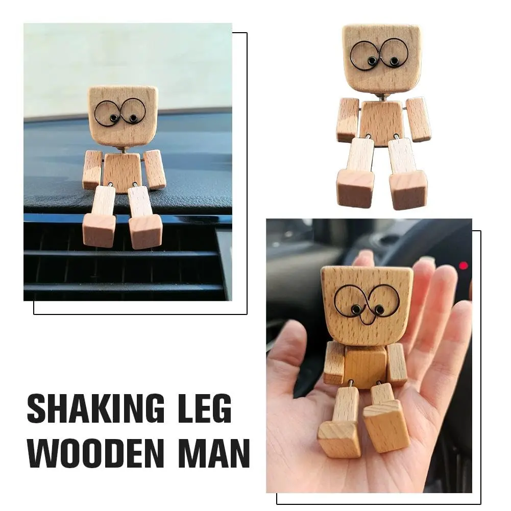 SnapMorph Shaking Wooden Man Figurine 1.5 inches x 1.5 inches x 3.1 inches | Handmade Car & Desk Decor with 12 Magnetic Faces - view 4