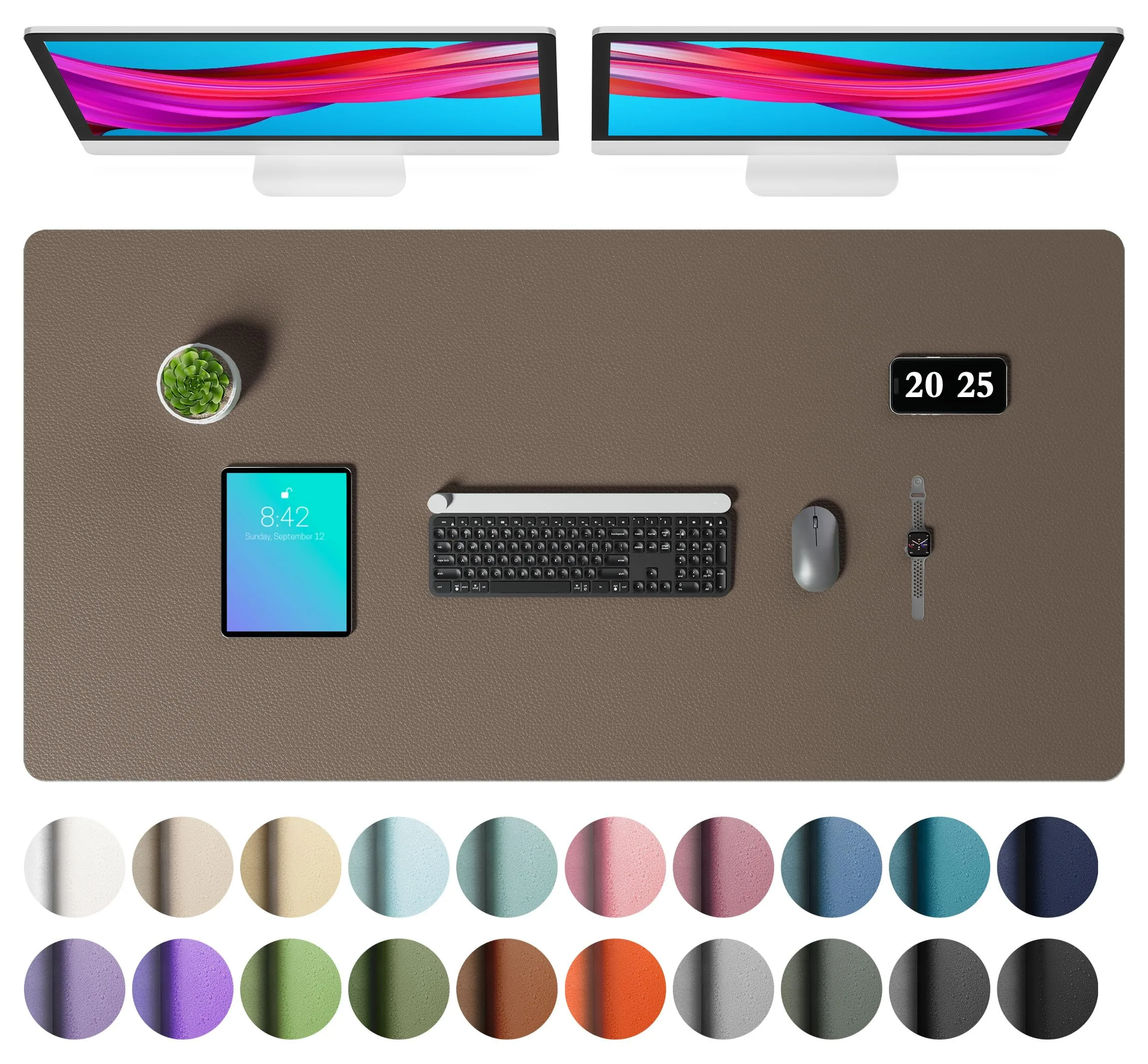 Aothia Faux Leather Desk Mat – Large Mouse Pad, Non-Slip PU Leather Blotter, Waterproof Writing Surface for Office and Home (Coffee, 47.2" x 23.6") - main product image