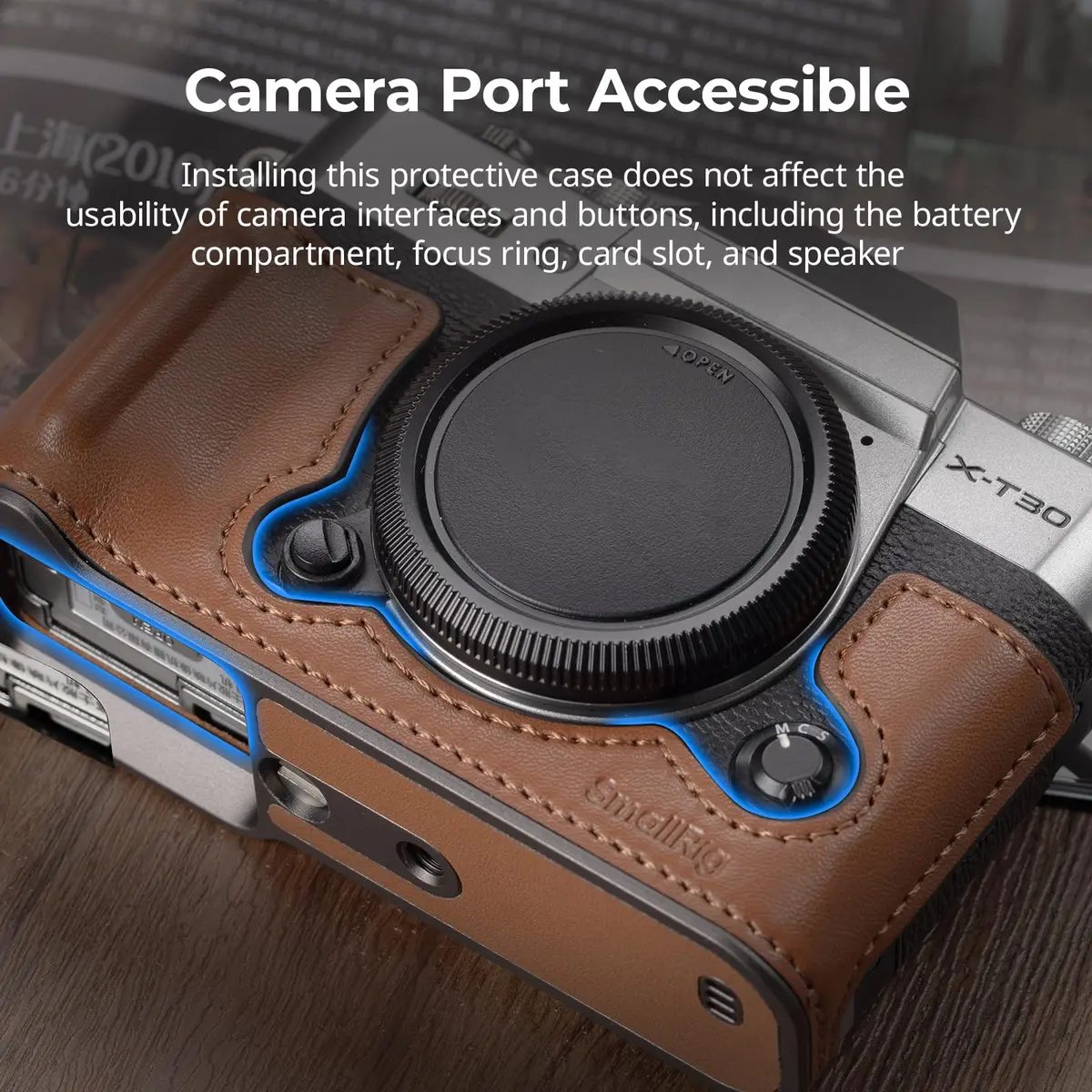 SMALLRIG Leather Half Case Kit with Shoulder Strap for FUJIFILM X-T30 III/X-T30 II (Brown) 123 x 45.7 x 59.8mm | Retro Style Camera Protection - view 6