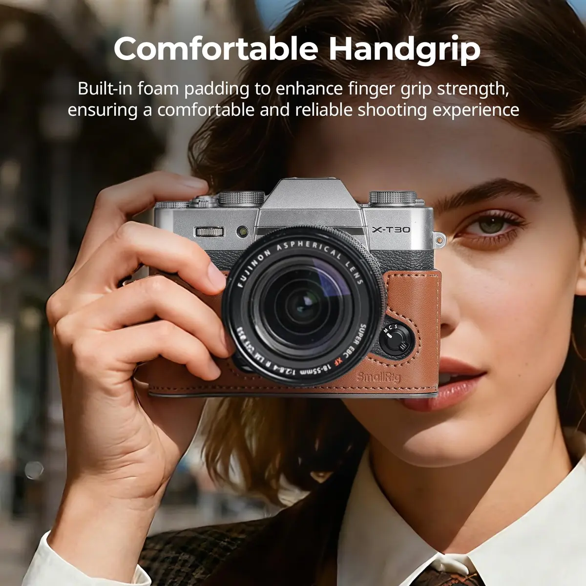 SMALLRIG Leather Half Case Kit with Shoulder Strap for FUJIFILM X-T30 III/X-T30 II (Brown) 123 x 45.7 x 59.8mm | Retro Style Camera Protection - view 4