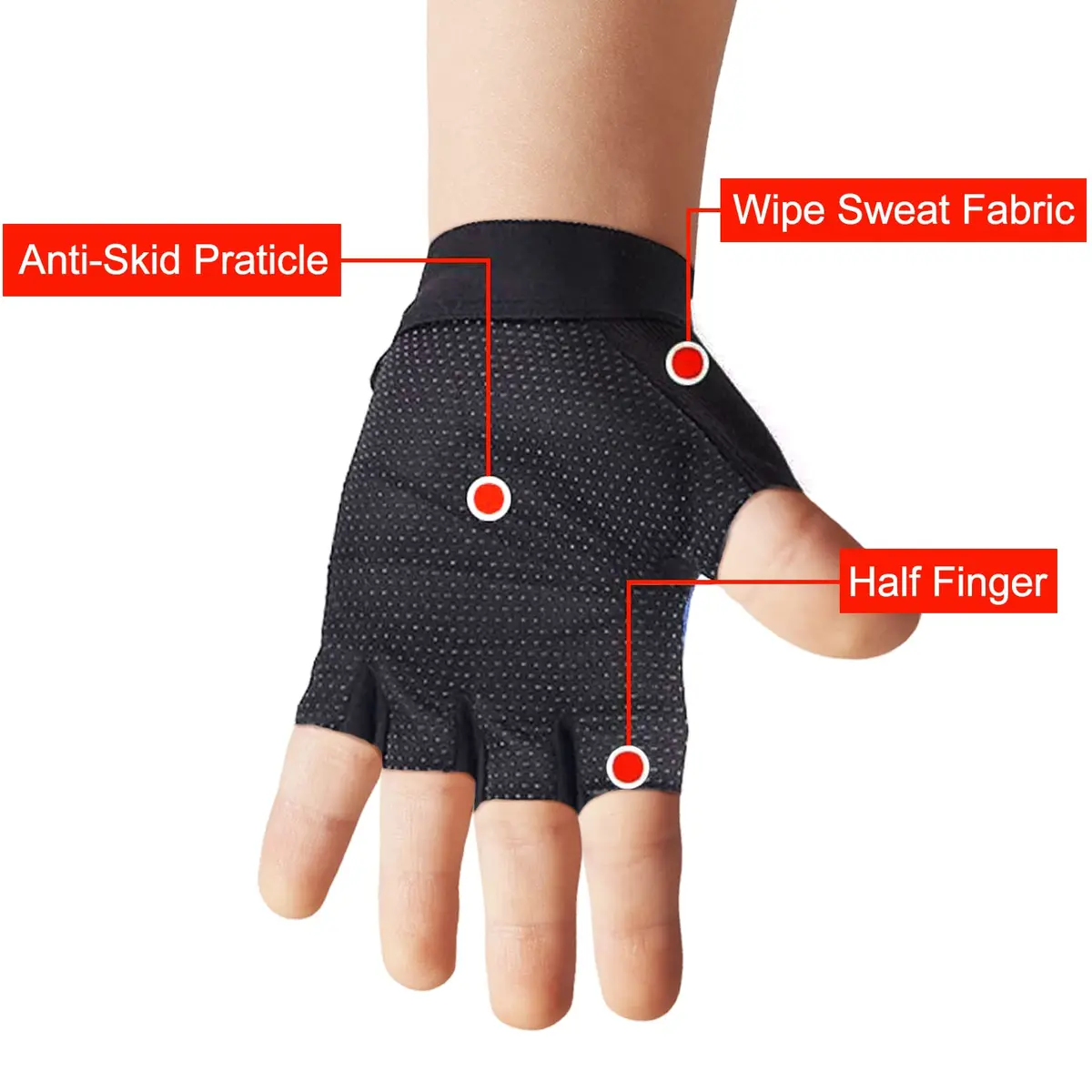 Luwint Kids Half Finger Gloves Blue Large | Breathable Non-Slip Sport Gloves for Cycling Camping Climbing Outdoor Activities - view 2