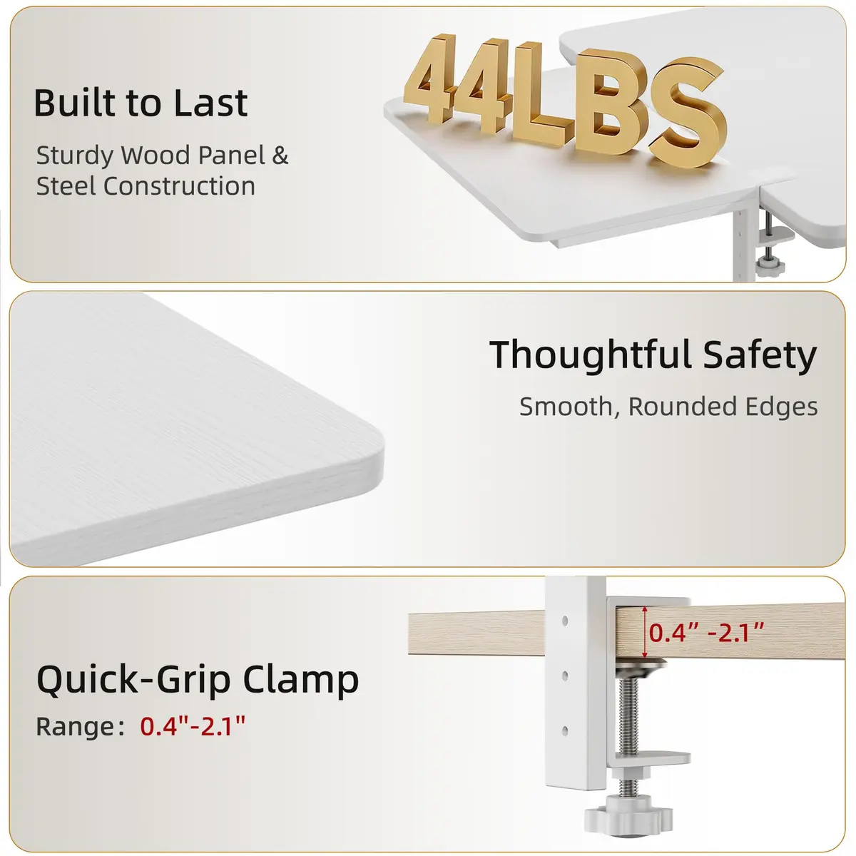 ART-GIFTREE Desk Extender 15-inch Clamp-On Shelf | Height-Adjustable Heavy Duty Office & Gaming Organizer - view 5