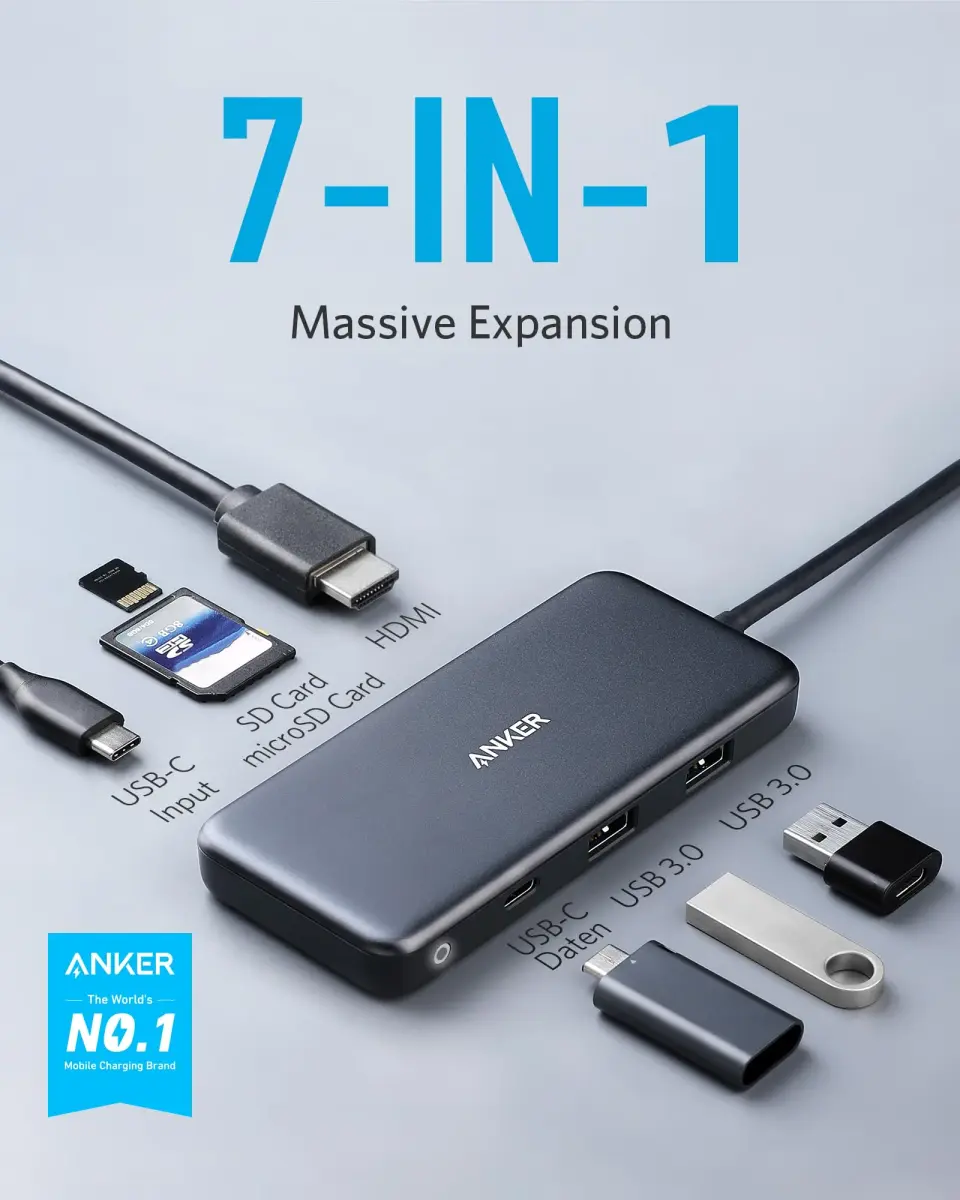 Anker 7-in-1 USB C Hub (Pack of 2) | 4K HDMI, 85W PD, 5Gbps Data, SD/microSD Reader - view 7