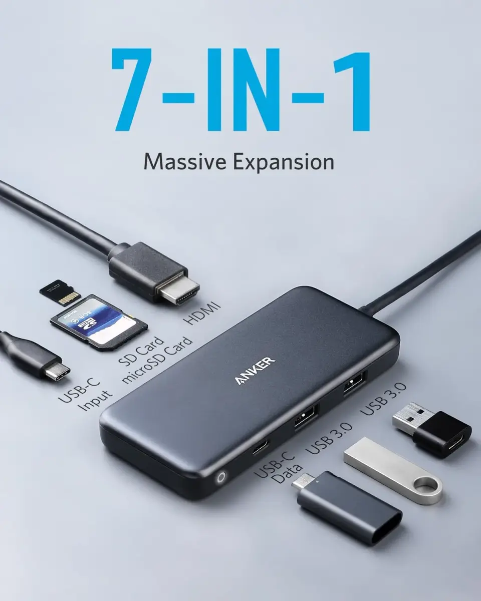 Anker 7-in-1 USB C Hub (Pack of 2) | 4K HDMI, 85W PD, 5Gbps Data, SD/microSD Reader - view 2