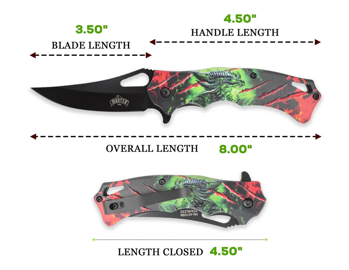 MASTER USA Pocket Folding Knife 8-Inch Overall Length | Durable Steel Blade & Embossed Handle (70-120 chars) - view 2