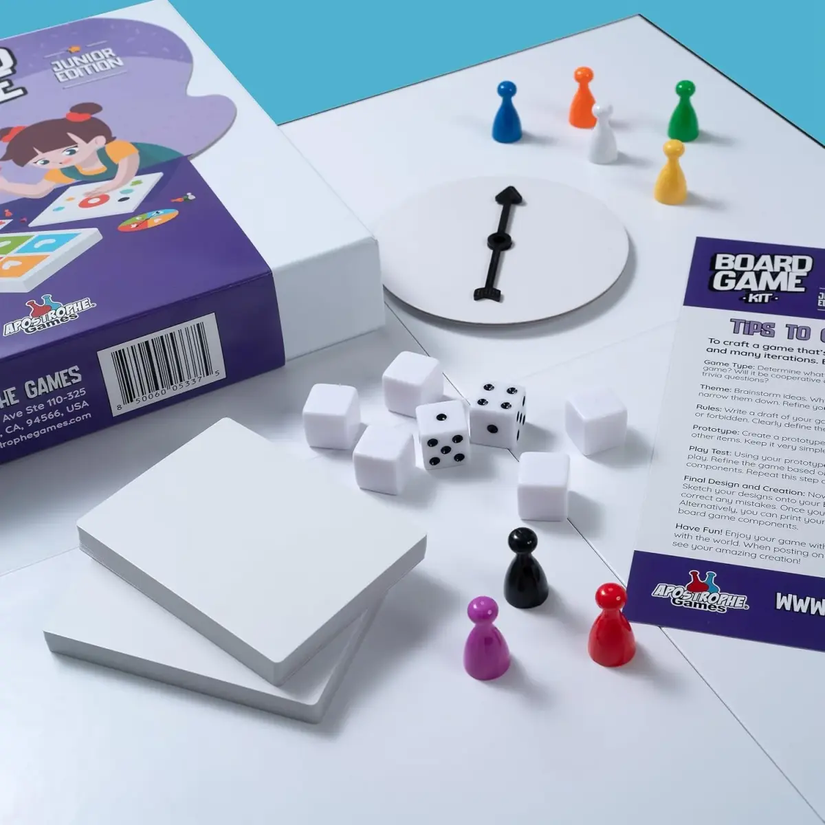Apostrophe Games Junior Create Your Own Board Game Kit with Blank Board & Game Pieces | ASTM-Tested Educational Toy - view 2