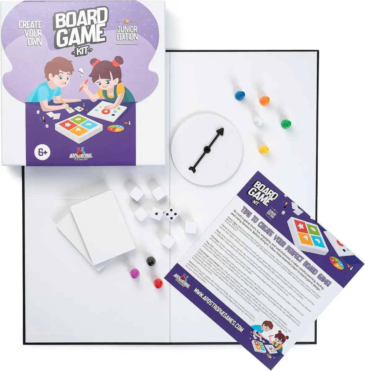 Apostrophe Games Junior Create Your Own Board Game Kit with Blank Board & Game Pieces | ASTM-Tested Educational Toy - view 3