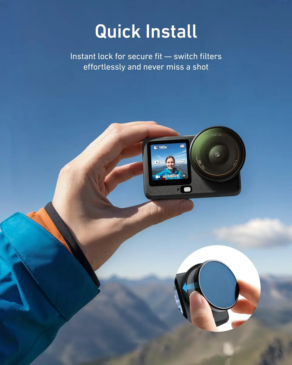 TELESIN VND CPL UV Filter Kit for DJI Osmo Action 6, 80g (2.82 oz) | Multi-Coated HD Optical Glass - view 8