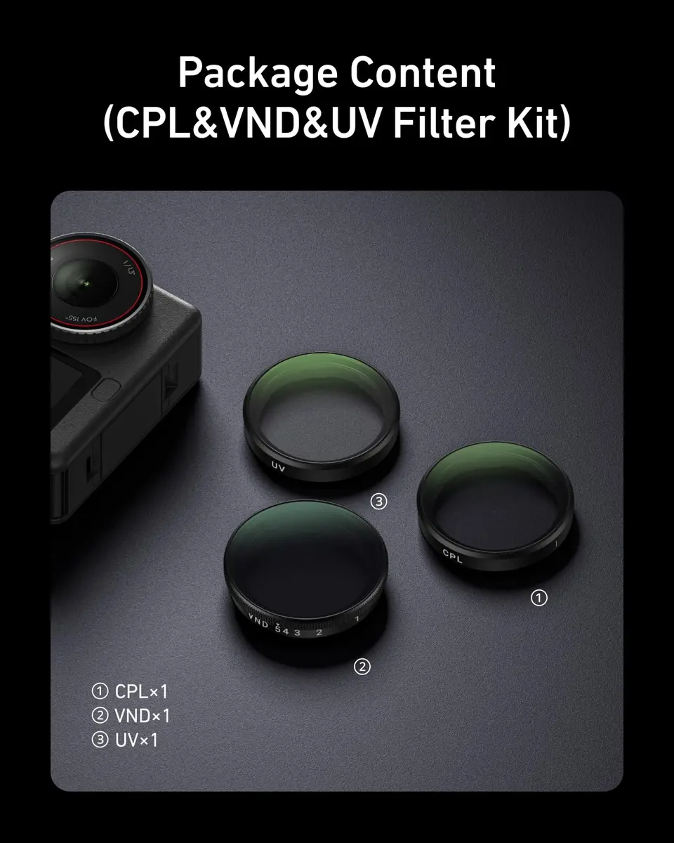TELESIN VND CPL UV Filter Kit for DJI Osmo Action 6, 80g (2.82 oz) | Multi-Coated HD Optical Glass - view 9