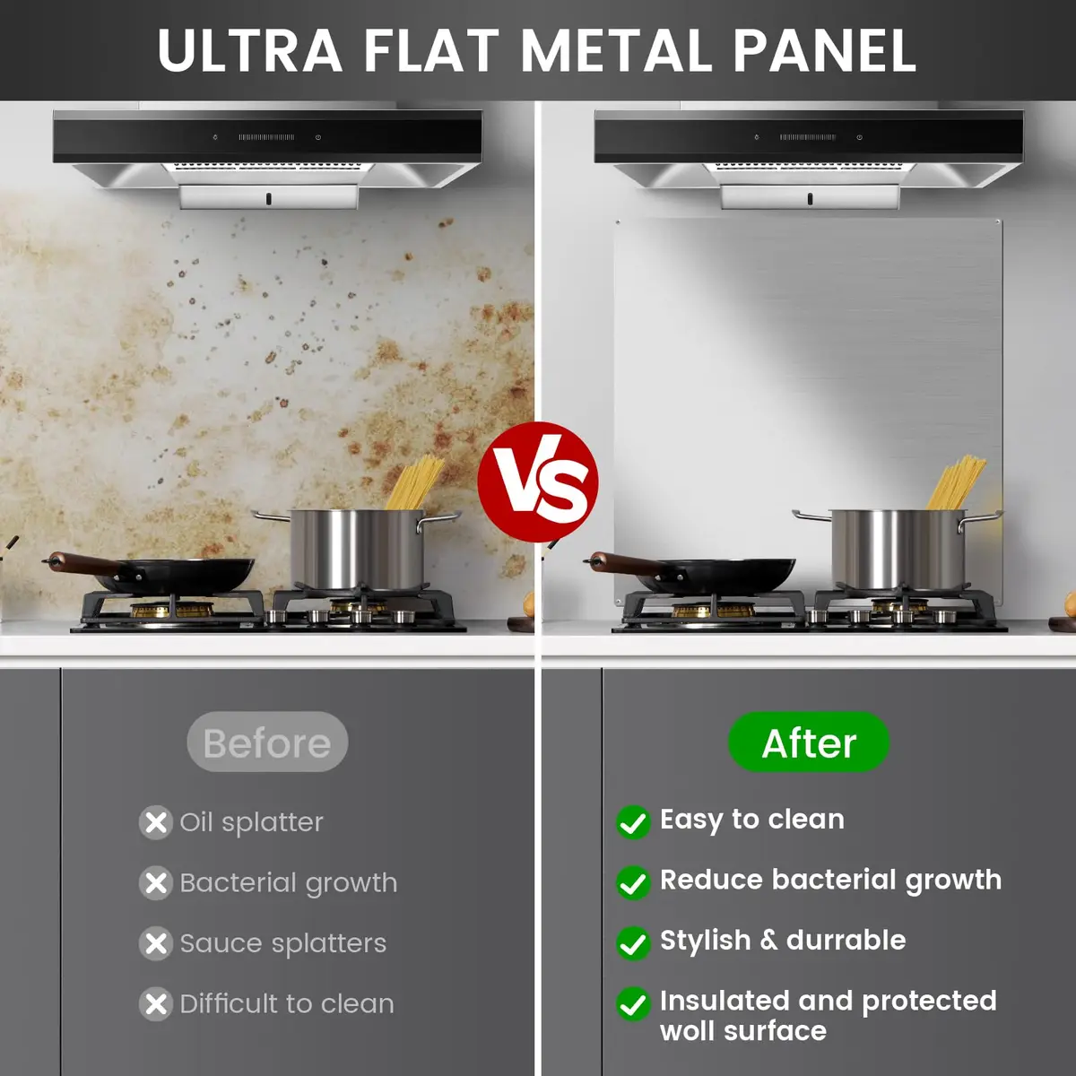 VENFAN 30"x30" Stainless Steel Stove Backsplash | Polished 430-Grade Metal Panel for Kitchen Walls - view 5