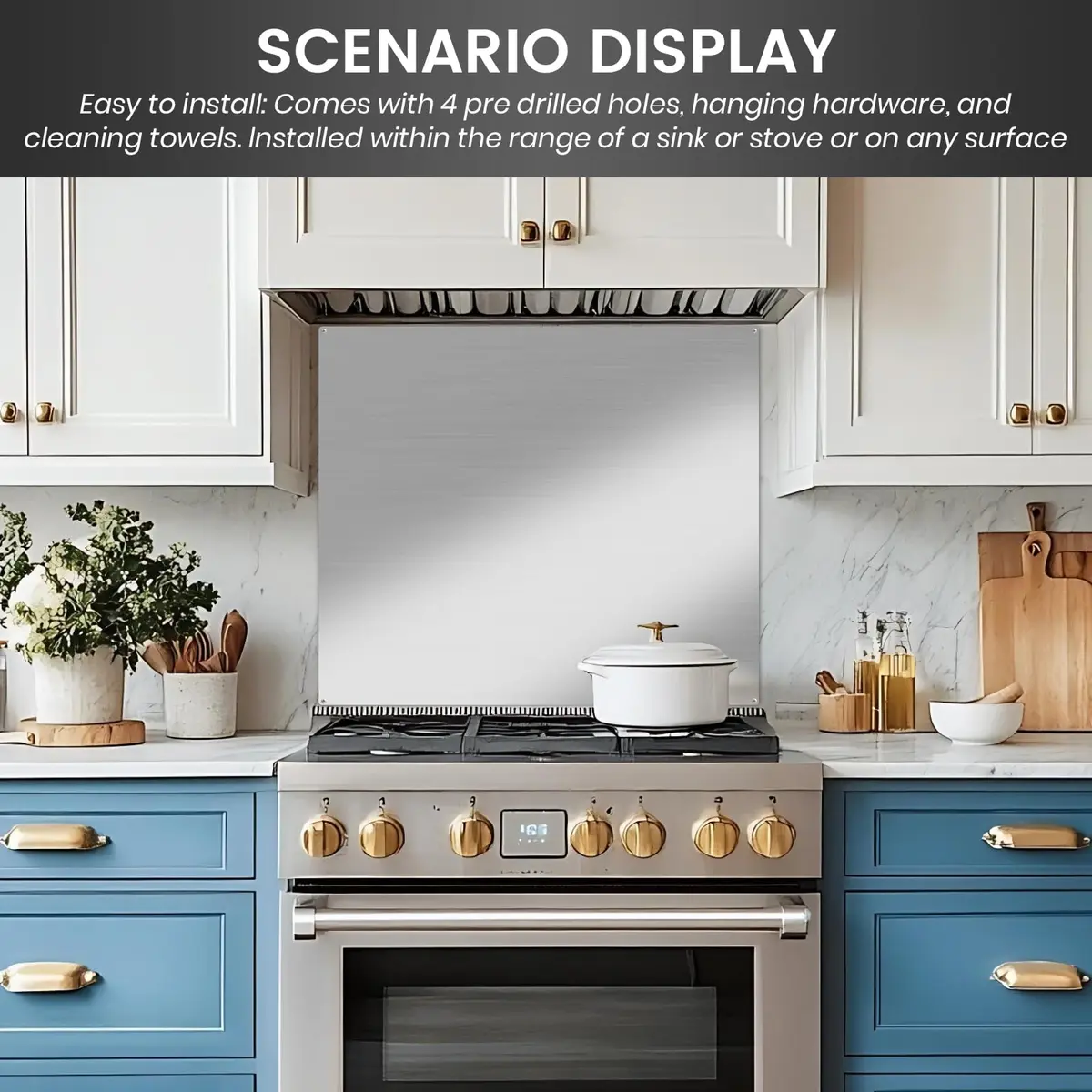 VENFAN 30"x30" Stainless Steel Stove Backsplash | Polished 430-Grade Metal Panel for Kitchen Walls - view 8