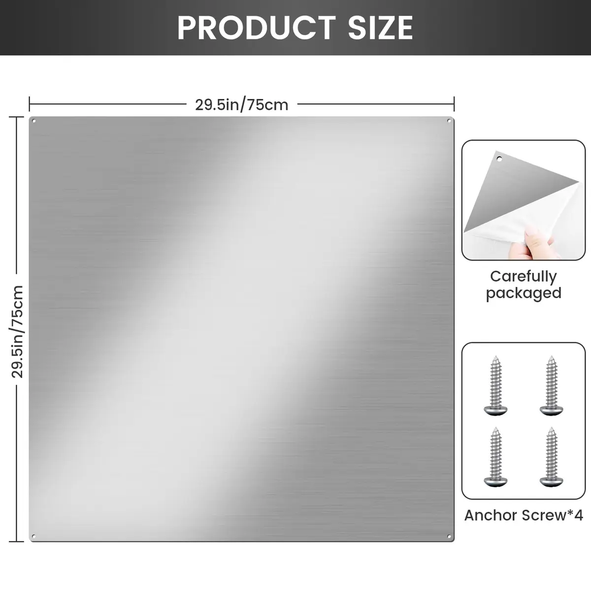 VENFAN 30"x30" Stainless Steel Stove Backsplash | Polished 430-Grade Metal Panel for Kitchen Walls - view 3