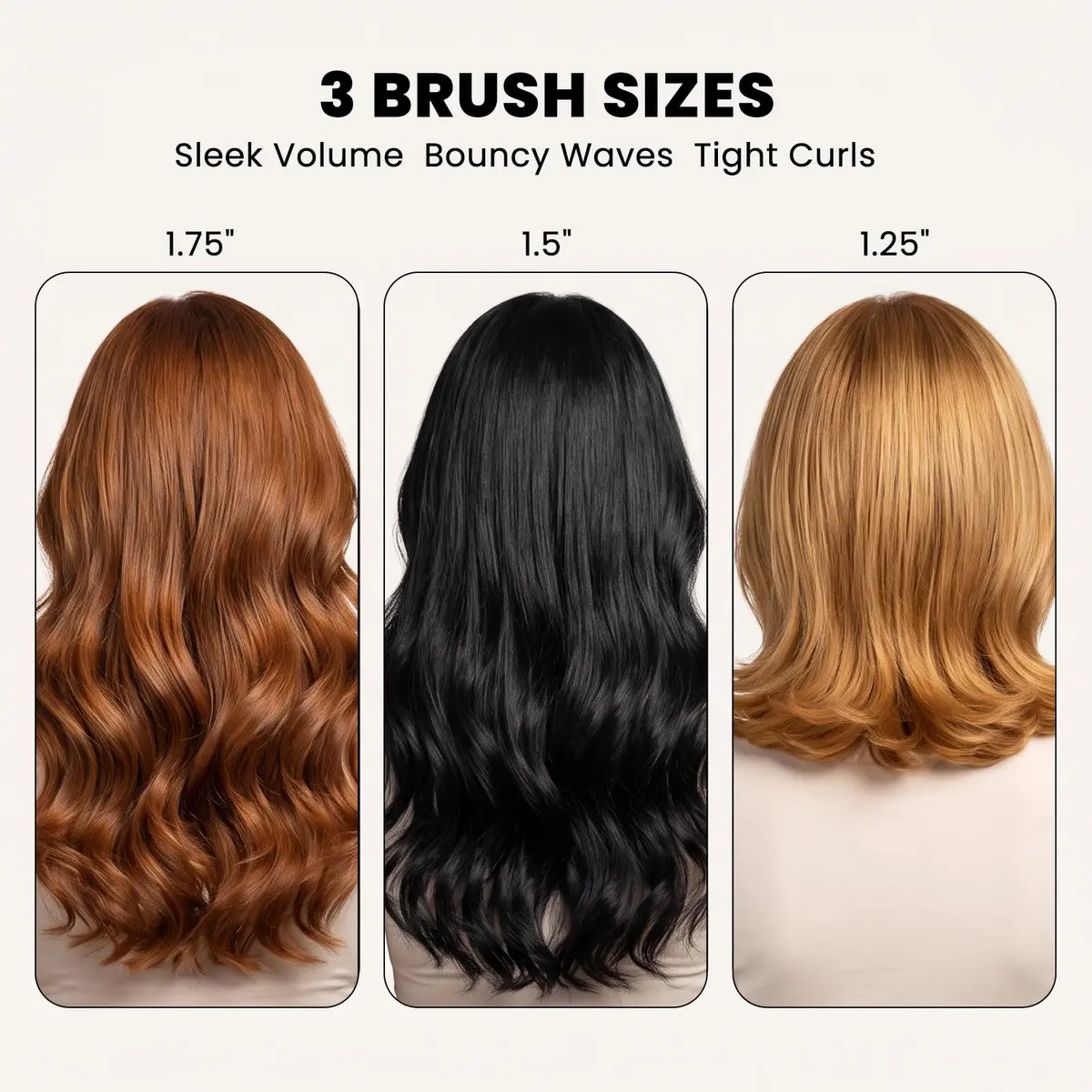 Sonew Heated Round Brush Thermal Curling Brush Set 3 Sizes (1.25/1.5/1.75 Inch) | Effortless Styling - view 5
