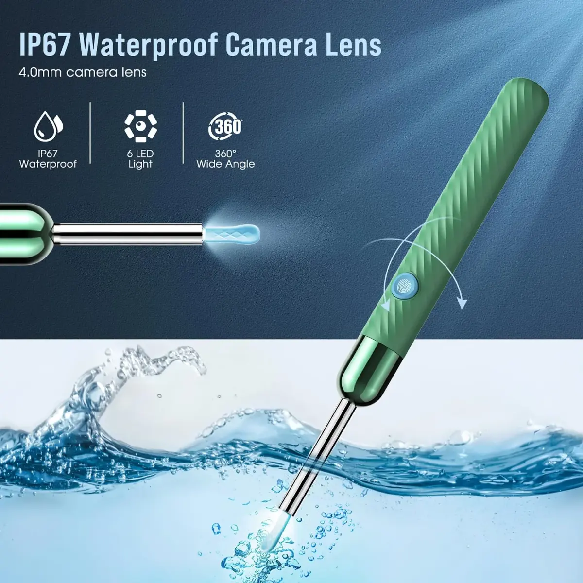 LEIPUT Ear Wax Removal Tool with 1080P HD Camera & 6 Ear Spoons | Green, 1-Pack - view 5