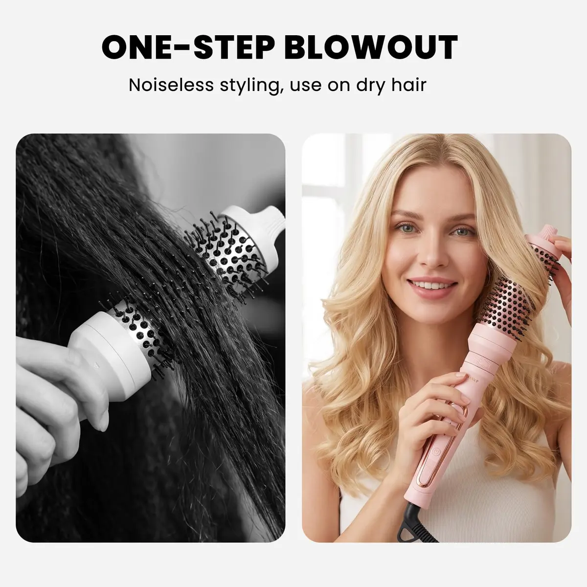 Sonew Heated Round Brush Thermal Curling Brush Set 3 Sizes, Pink | 5 Temperature Settings, Ion Ceramic Coating, Rapid Heat-Up - view 3