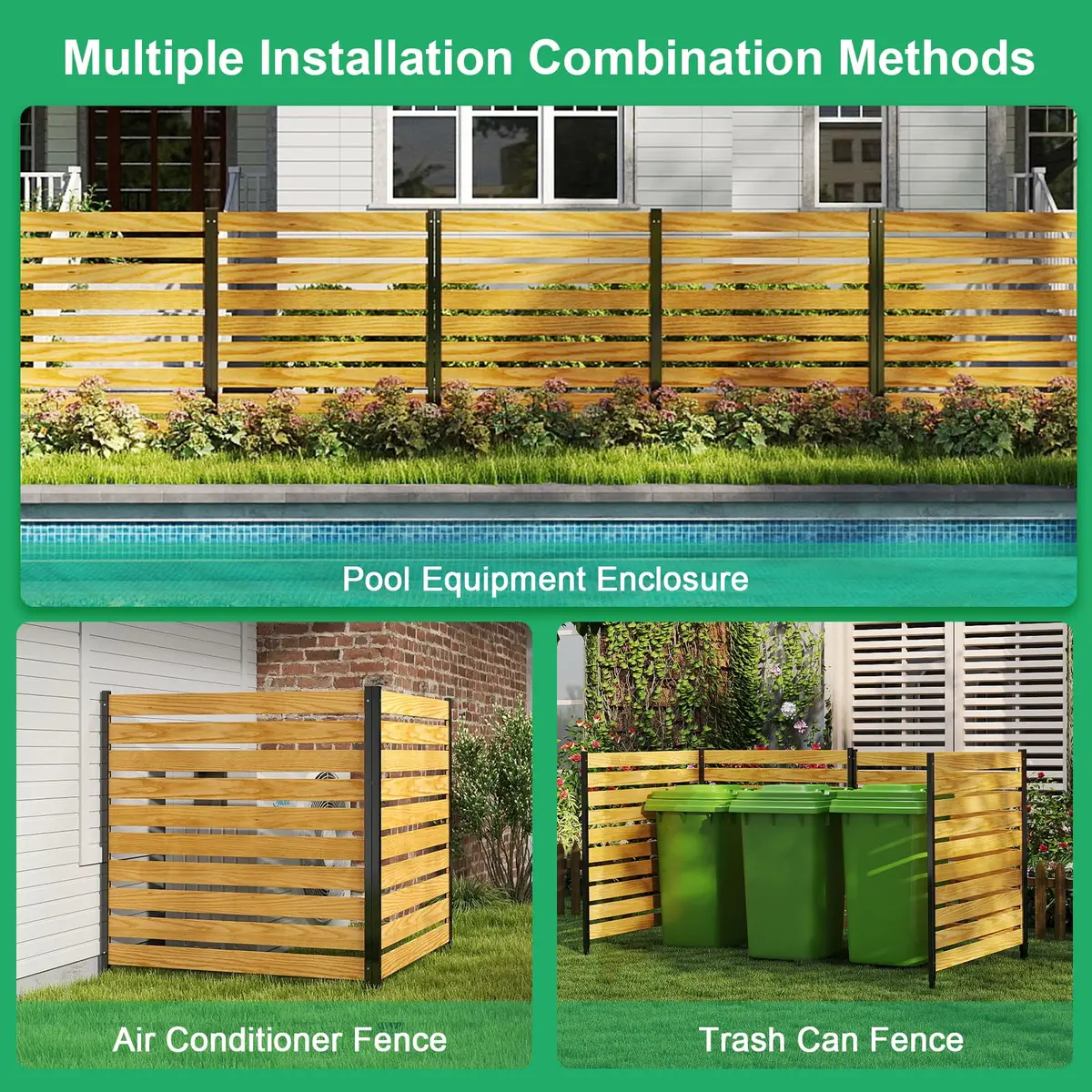 DoCred 48" W x 48" H Air Conditioner Fence No Dig Wood Privacy Screen | Stylish Outdoor Utility Cover - view 4
