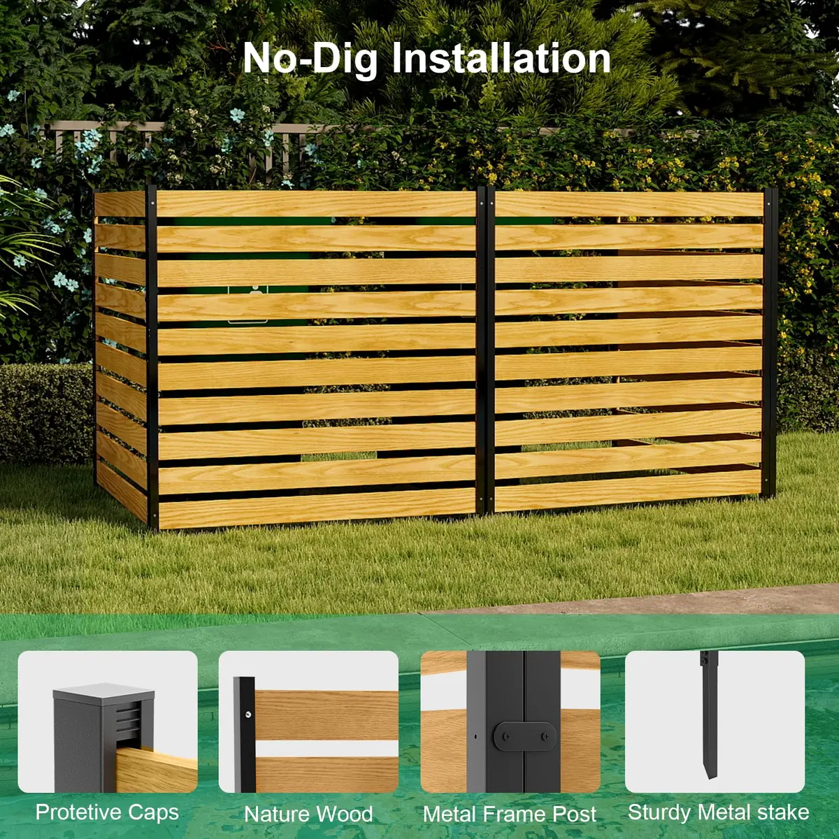 DoCred 48" W x 48" H Air Conditioner Fence No Dig Wood Privacy Screen | Stylish Outdoor Utility Cover - view 6