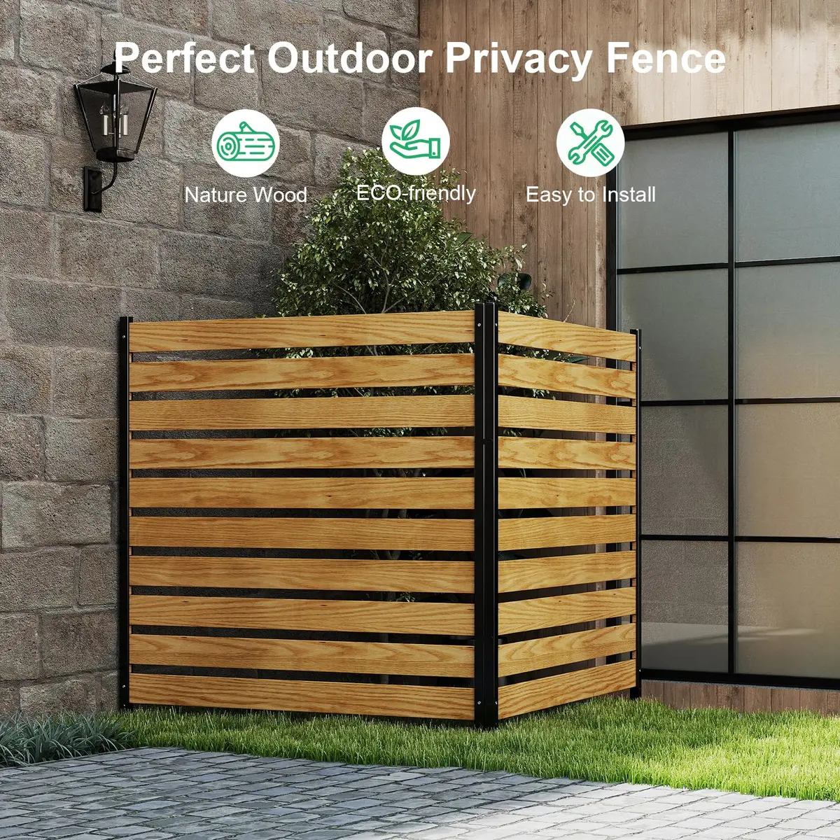 DoCred 48" W x 48" H Air Conditioner Fence No Dig Wood Privacy Screen | Stylish Outdoor Utility Cover - view 7