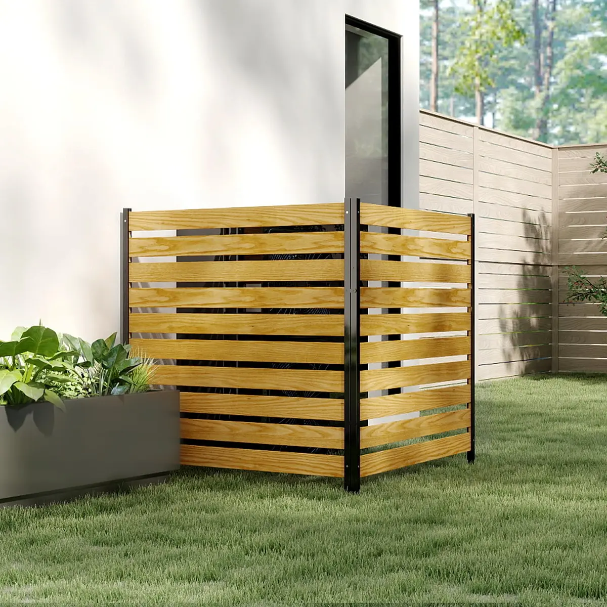 DoCred 48" W x 48" H Air Conditioner Fence No Dig Wood Privacy Screen | Stylish Outdoor Utility Cover - view 8