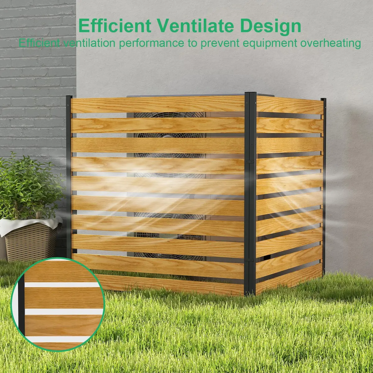 DoCred 48" W x 48" H Air Conditioner Fence No Dig Wood Privacy Screen | Stylish Outdoor Utility Cover - view 3
