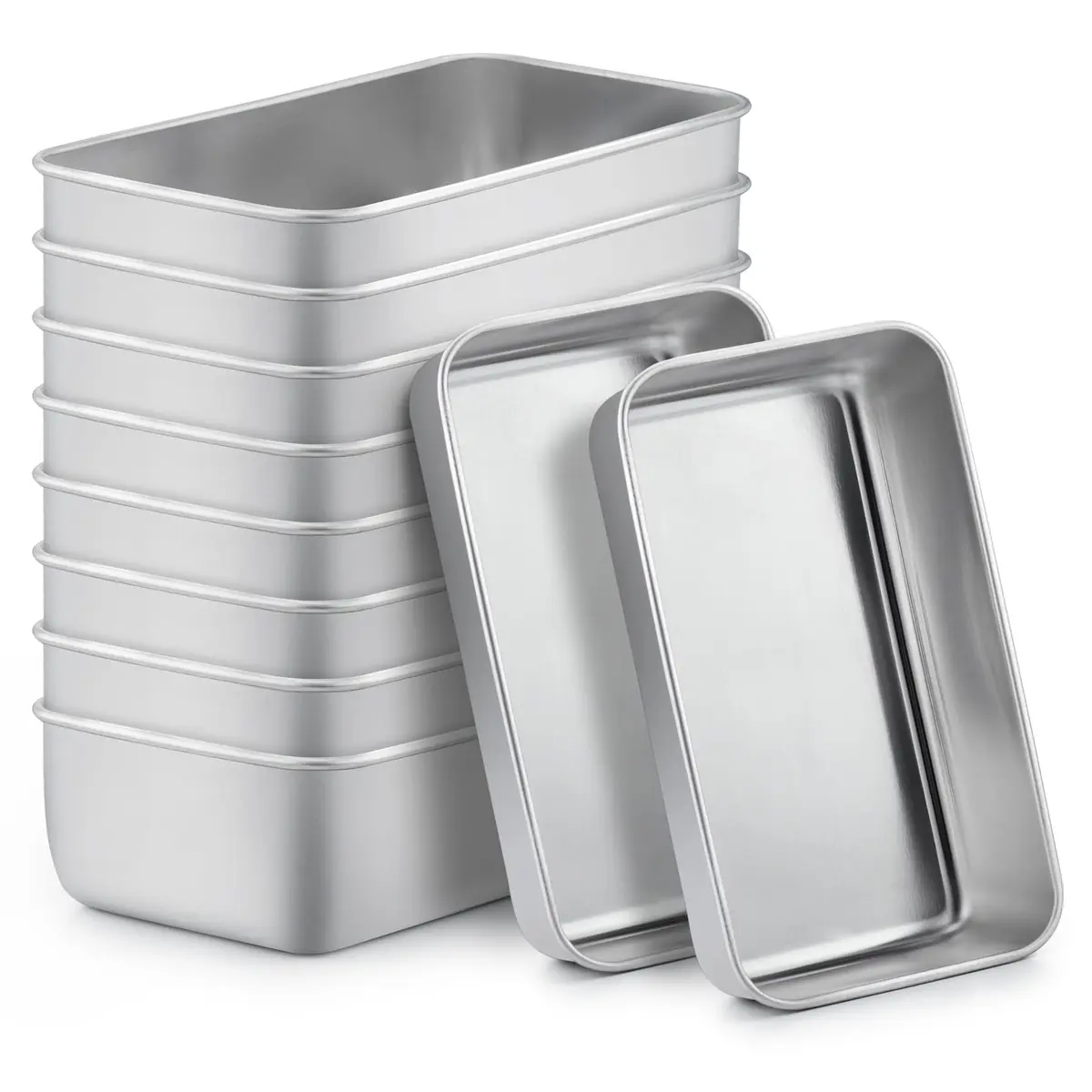 TeamFar Stainless Steel Loaf Pans for Baking, 9.25 x 5 Inch (23.5 x 12.7 cm) - Set of 10 | Healthy & Sturdy Baking Tins - main product image