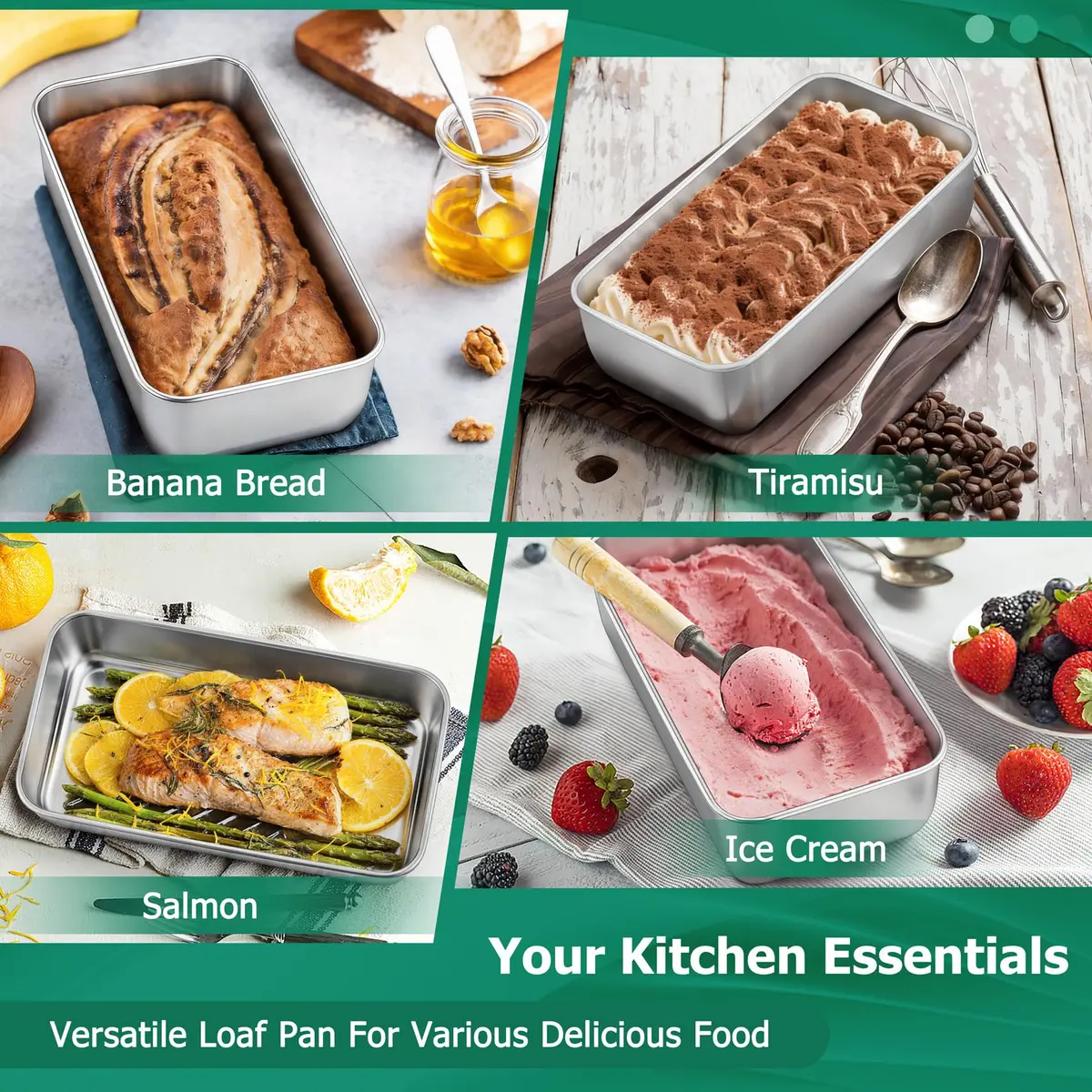 TeamFar Stainless Steel Loaf Pans for Baking, 9.25 x 5 Inch (23.5 x 12.7 cm) - Set of 10 | Healthy & Sturdy Baking Tins - view 7