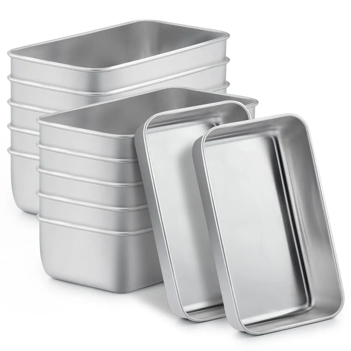 TeamFar Stainless Steel Loaf Pans for Baking, 9.25 x 5 Inch, Set of 12 | Healthy & Sturdy Baking Pans for Homemade Bread - main product image