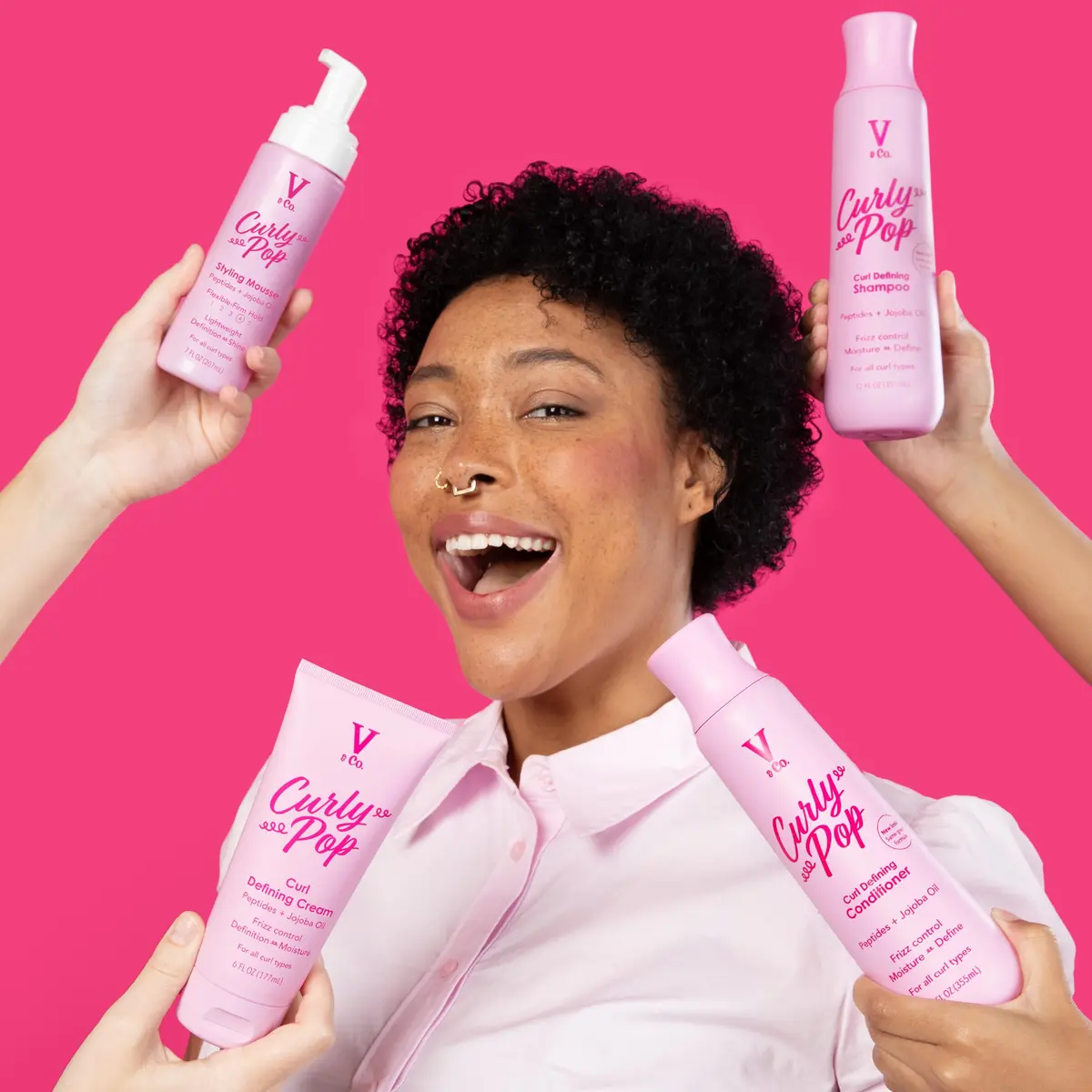 V&CO Curly Pop Curl Defining Mousse – Curl Mousse for Curly Hair, Moisturizing & Anti Frizz, 7 oz | Vegan, Cruelty-Free - view 6