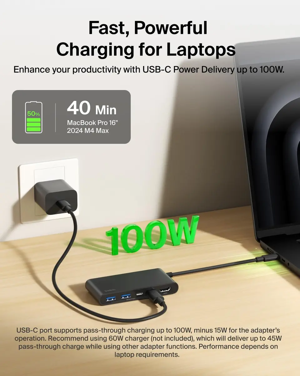 Belkin 5-Port USB-C Hub with 4K HDMI 2.0, 100W PD, 5Gbps Data | Connect & Power Your Devices - view 5