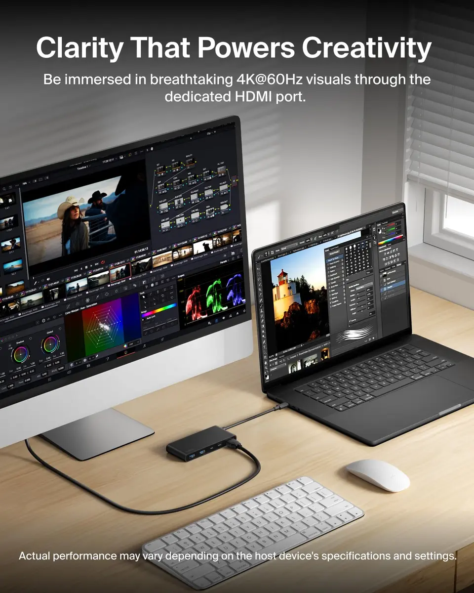 Belkin 7-Port USB-C Hub with 4K HDMI 100W PD, SD/MicroSD Card Readers, 5Gbps Data Transfer | 12.1cm x 5.1cm x 1.6cm - view 4