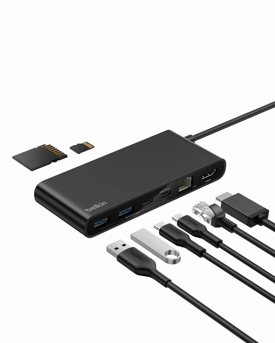 Belkin 8-Port USB-C Hub 10Gbps 4K@60Hz HDMI 100W PD 2.5Gb Ethernet Space Gray | For Laptops & Tablets - main product image