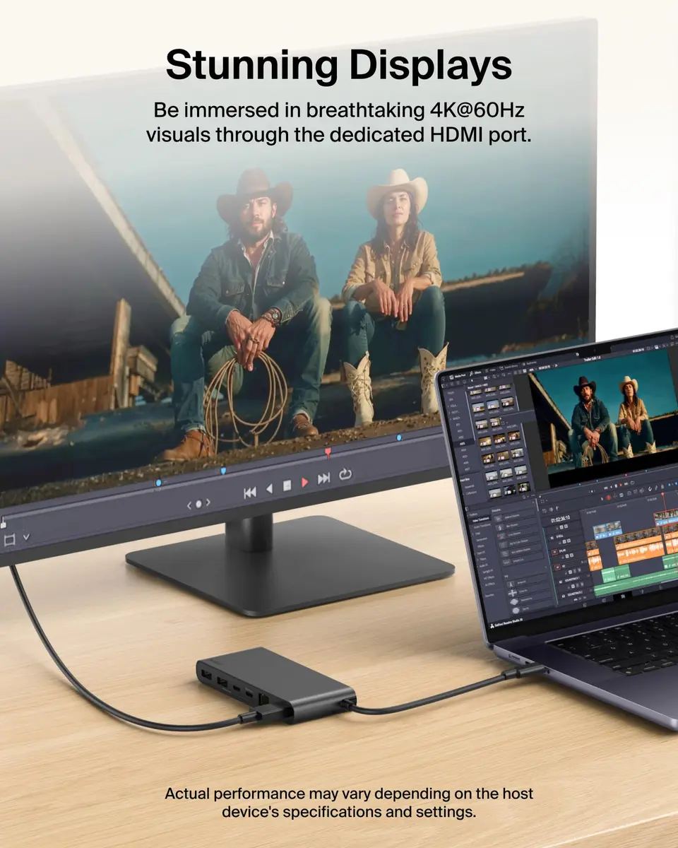 Belkin 8-Port USB-C Hub 10Gbps 4K@60Hz HDMI 100W PD 2.5Gb Ethernet Space Gray | For Laptops & Tablets - view 5