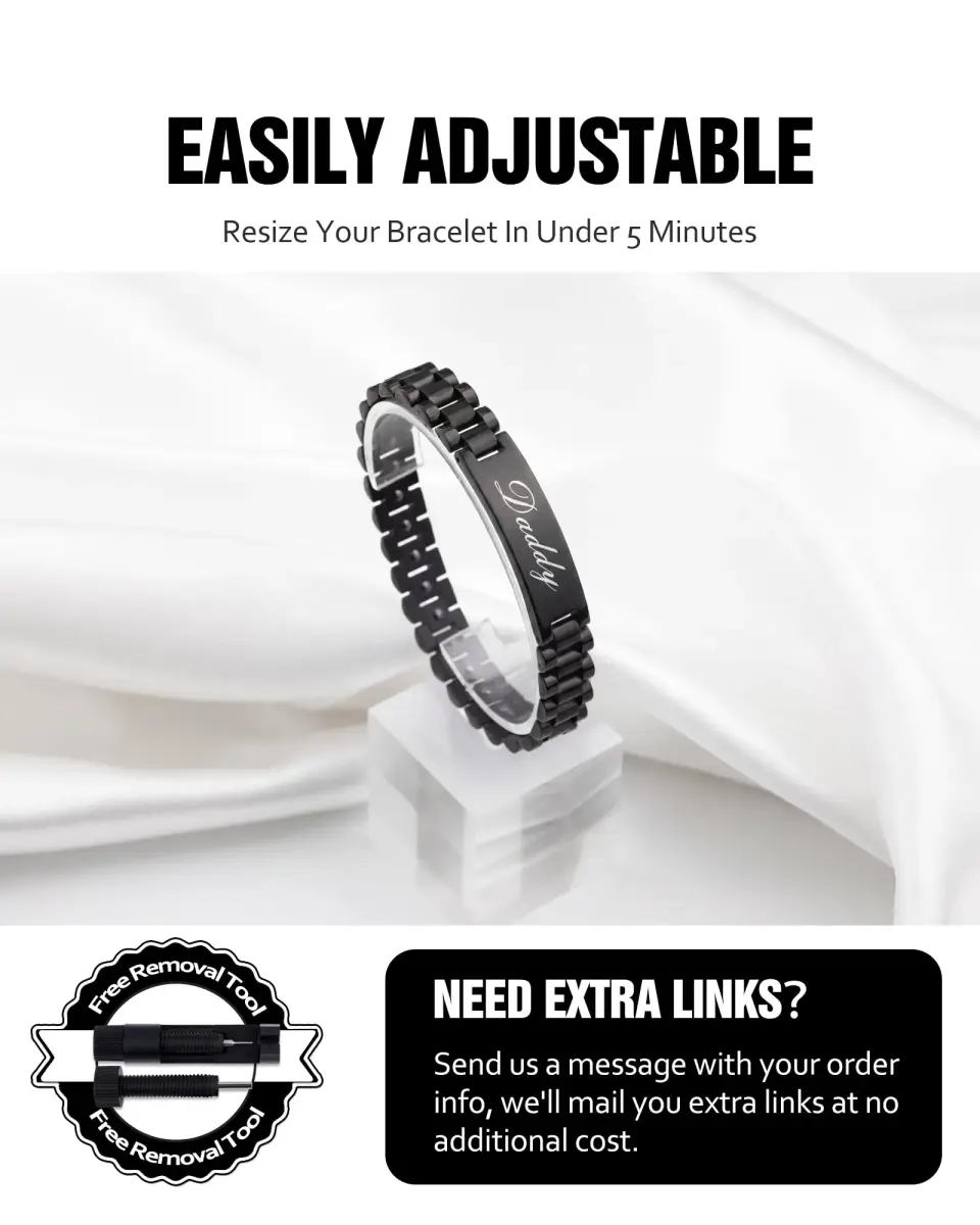 Jecanori Magnetic Bracelet for Men, Stainless Steel Hematite Bracelet 22cm (8.66 inches) | Father's Day Gift with Hidden Message - view 6