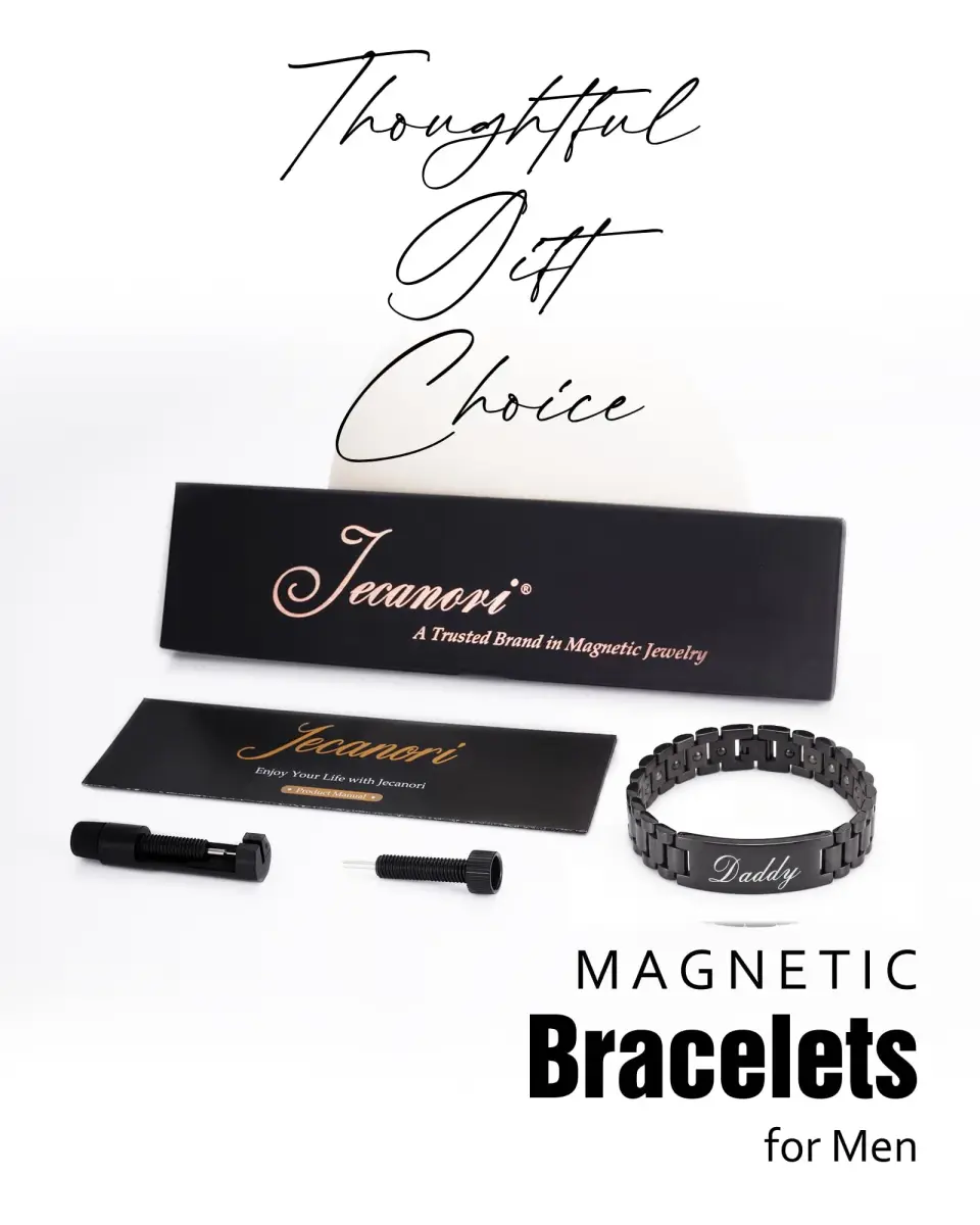 Jecanori Magnetic Bracelet for Men, Stainless Steel Hematite Bracelet 22cm (8.66 inches) | Father's Day Gift with Hidden Message - view 7