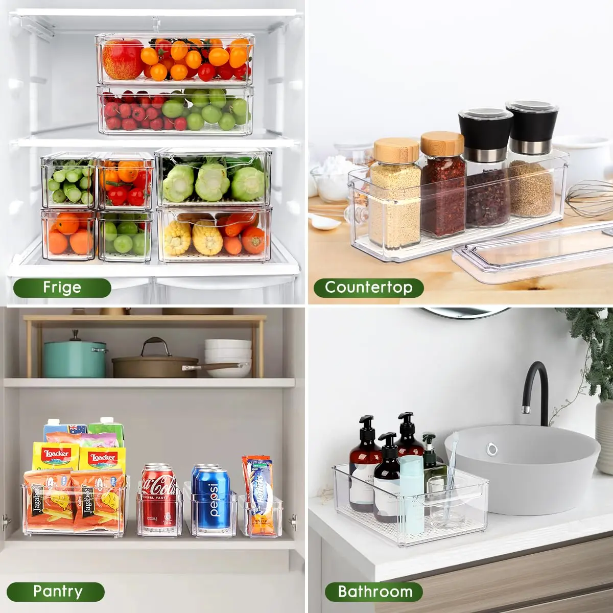 ZIJUND 6 Pack Fridge Organizer Bins with Lids, Stackable Clear Storage - view 7