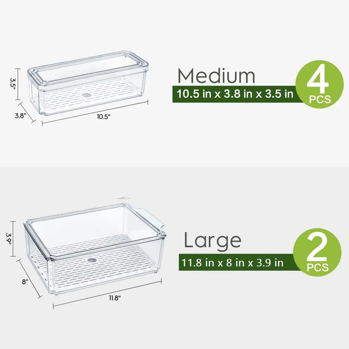 ZIJUND 6 Pack Fridge Organizer Bins with Lids, Stackable Clear Storage - view 2