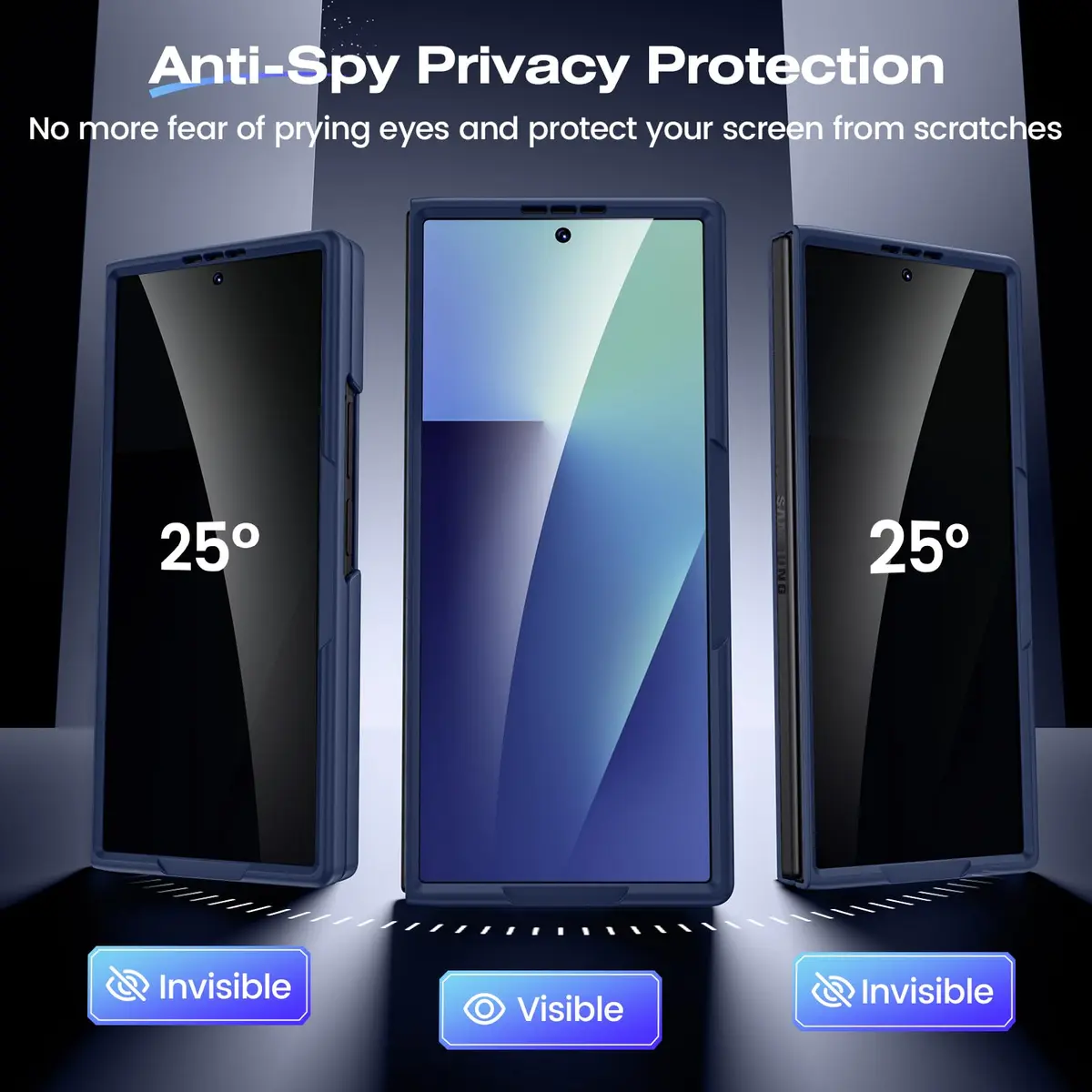 Ruky Galaxy Z Fold 7 Case with Stand & Privacy Screen Protector | Blue - view 4