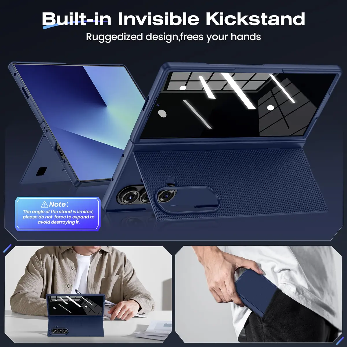 Ruky Galaxy Z Fold 7 Case with Stand & Privacy Screen Protector | Blue - view 5