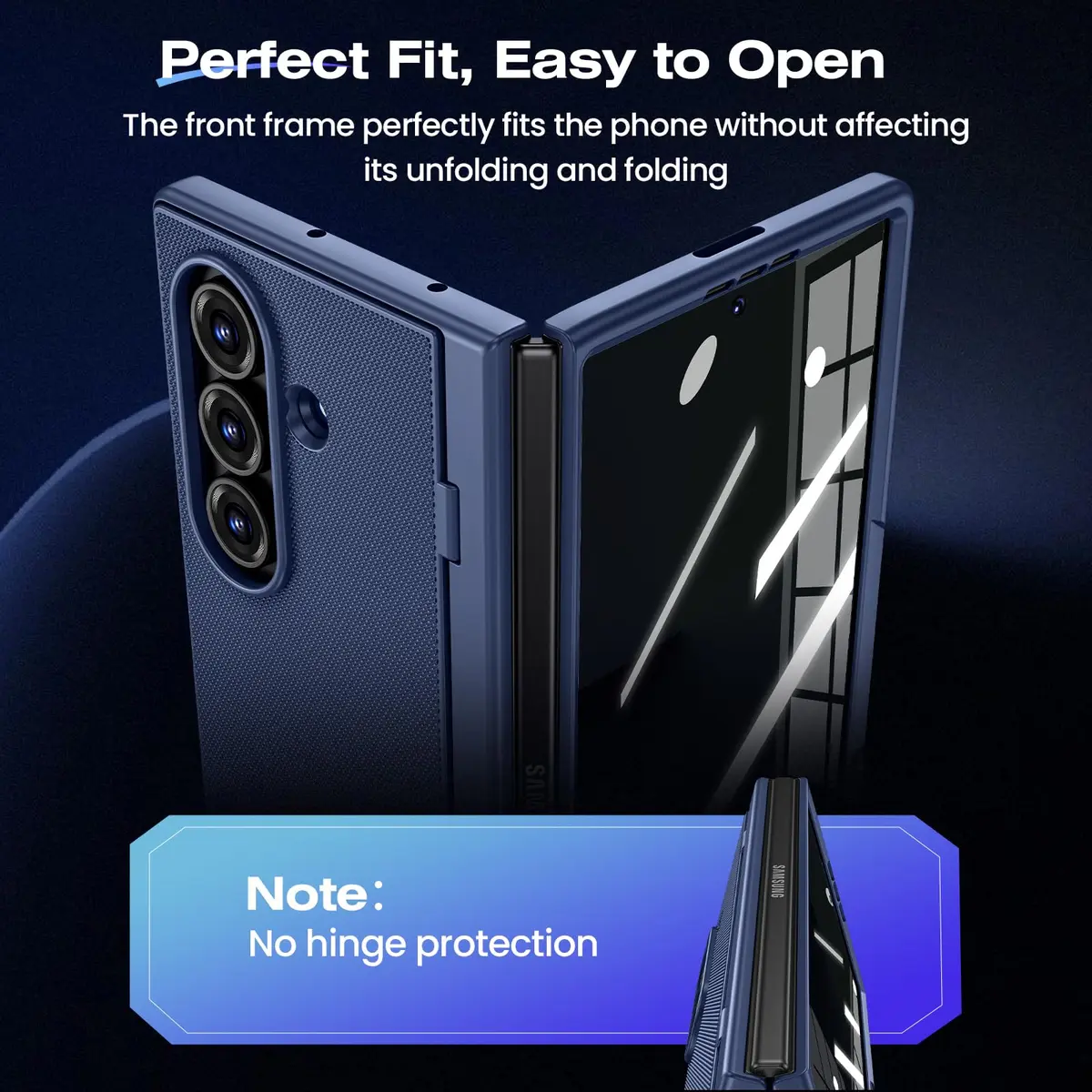 Ruky Galaxy Z Fold 7 Case with Stand & Privacy Screen Protector | Blue - view 6