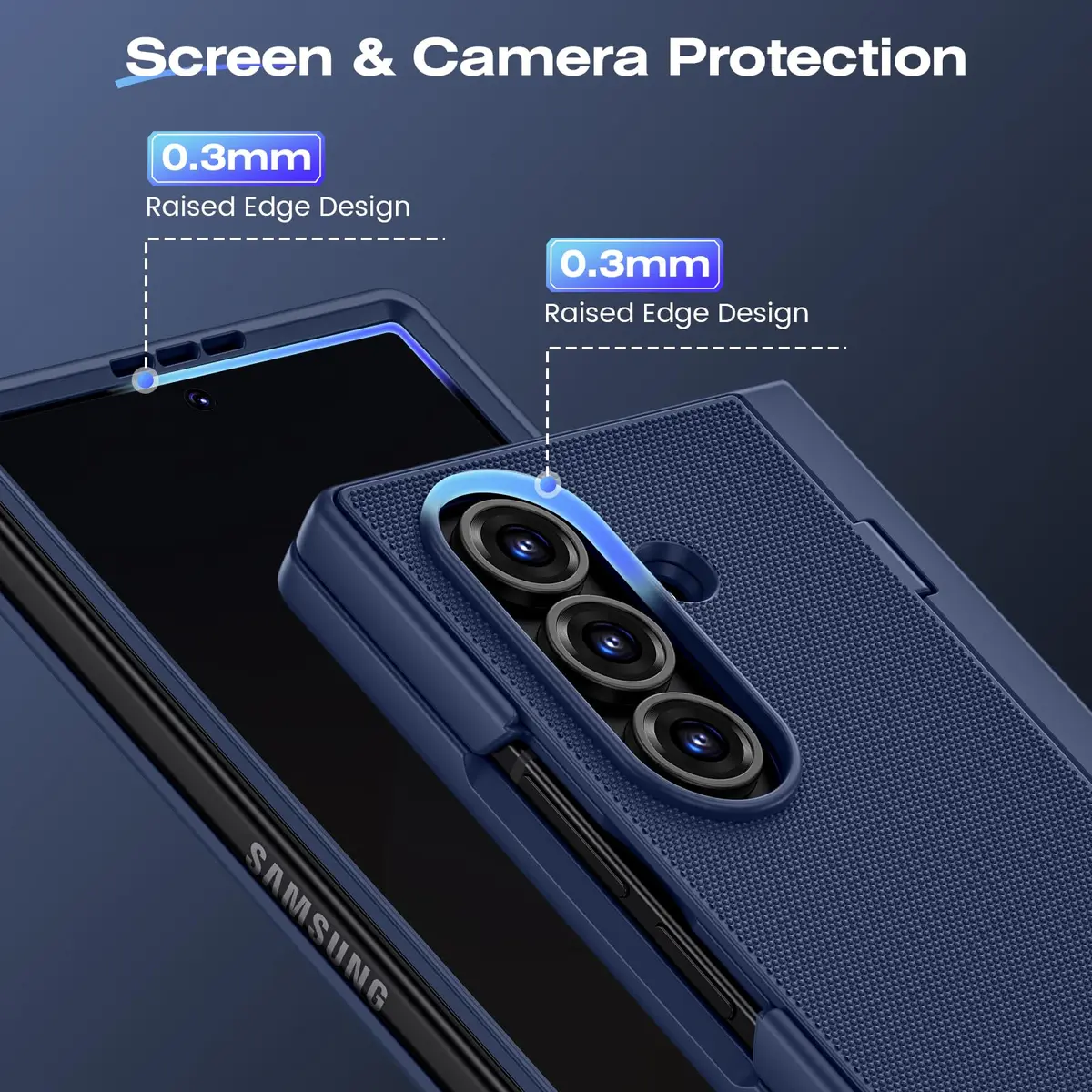 Ruky Galaxy Z Fold 7 Case with Stand & Privacy Screen Protector | Blue - view 8