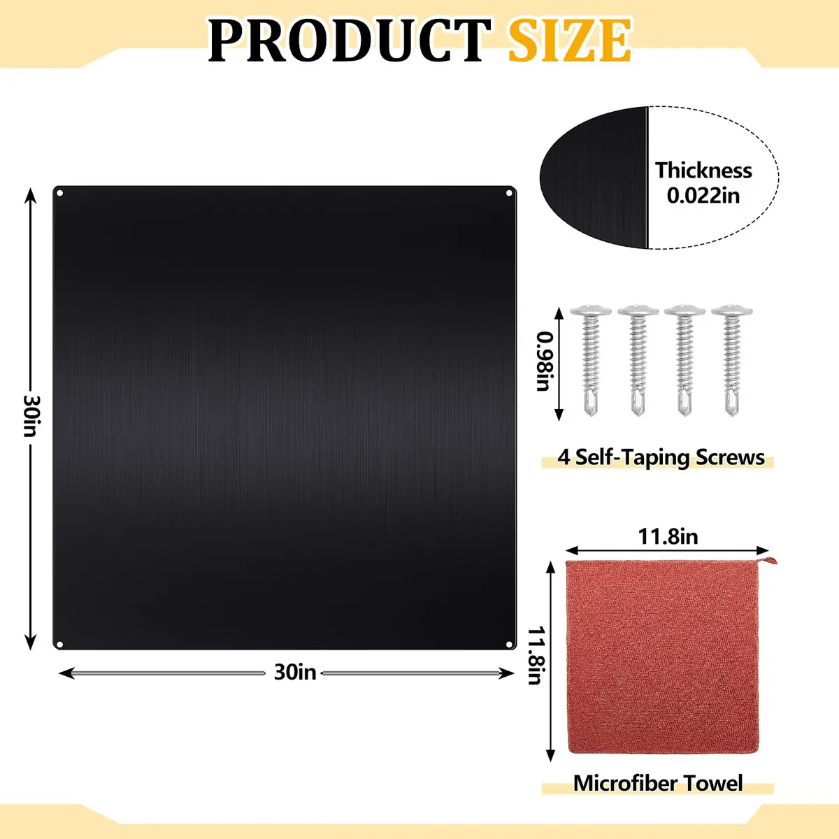Yaocom Stainless Steel Backsplash 30x30 Inch Black | Brushed Finish for Kitchen Walls - view 2